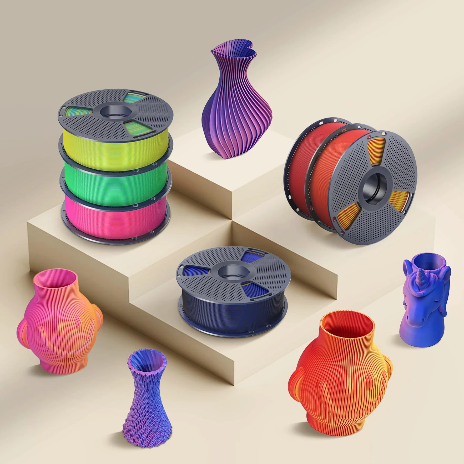 SUNLU Dwukolorowy matowy filament PLA 1,75 mm, dokładność +/- 0,02 mm, szpula 1 kg, niebiesko-czerwony