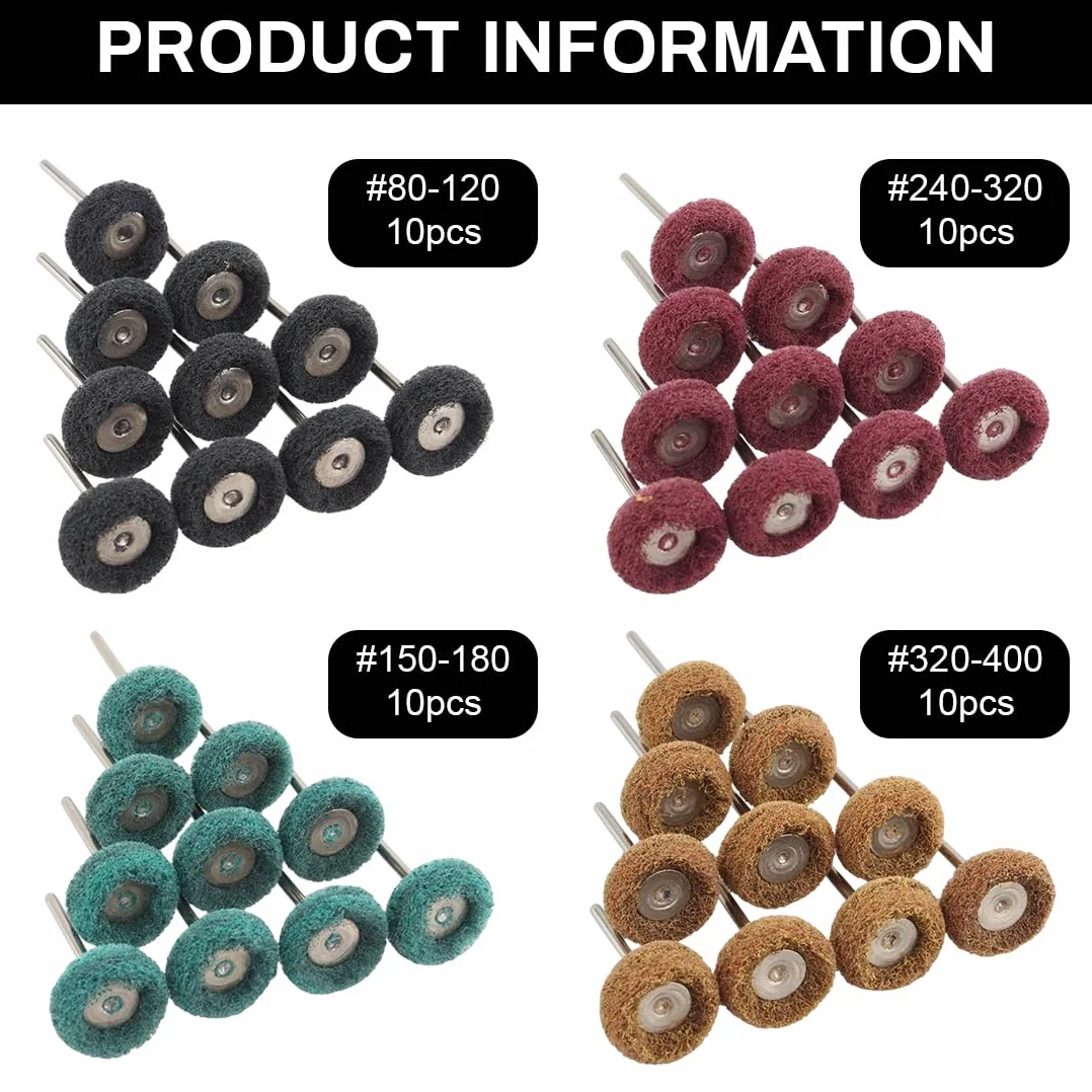 40 szt. Tarcza polerska z 25 mm tarcza polerska ziarnistość 80/150/240/400 do narzędzi obrotowych Dremel do polerowania i szlifowania szkła, metalu i drewna