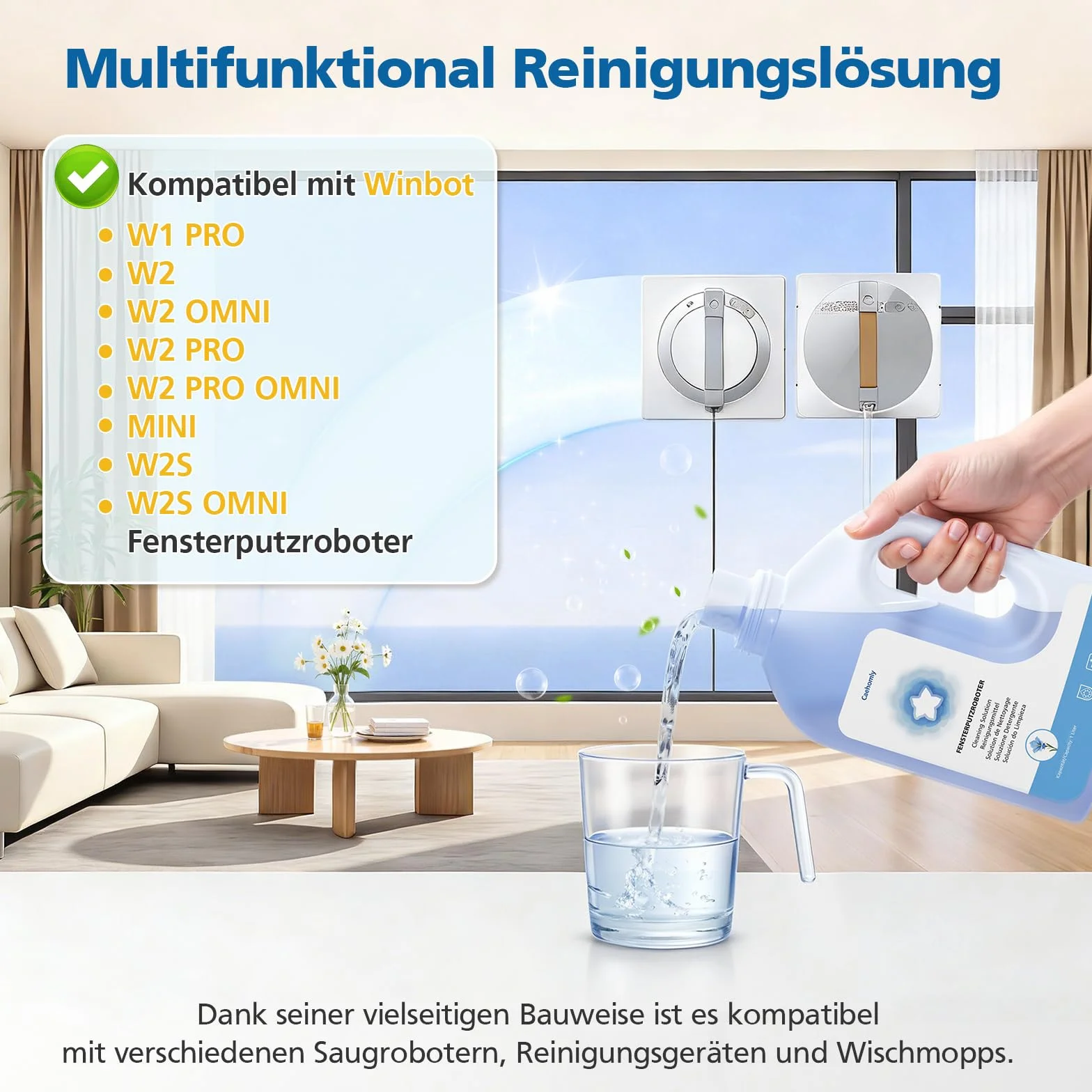 ECOVACS Winbot W1 Pro W2 OMNI PRO MINI W2S płyn do czyszczenia robotów myjących okna 1 L