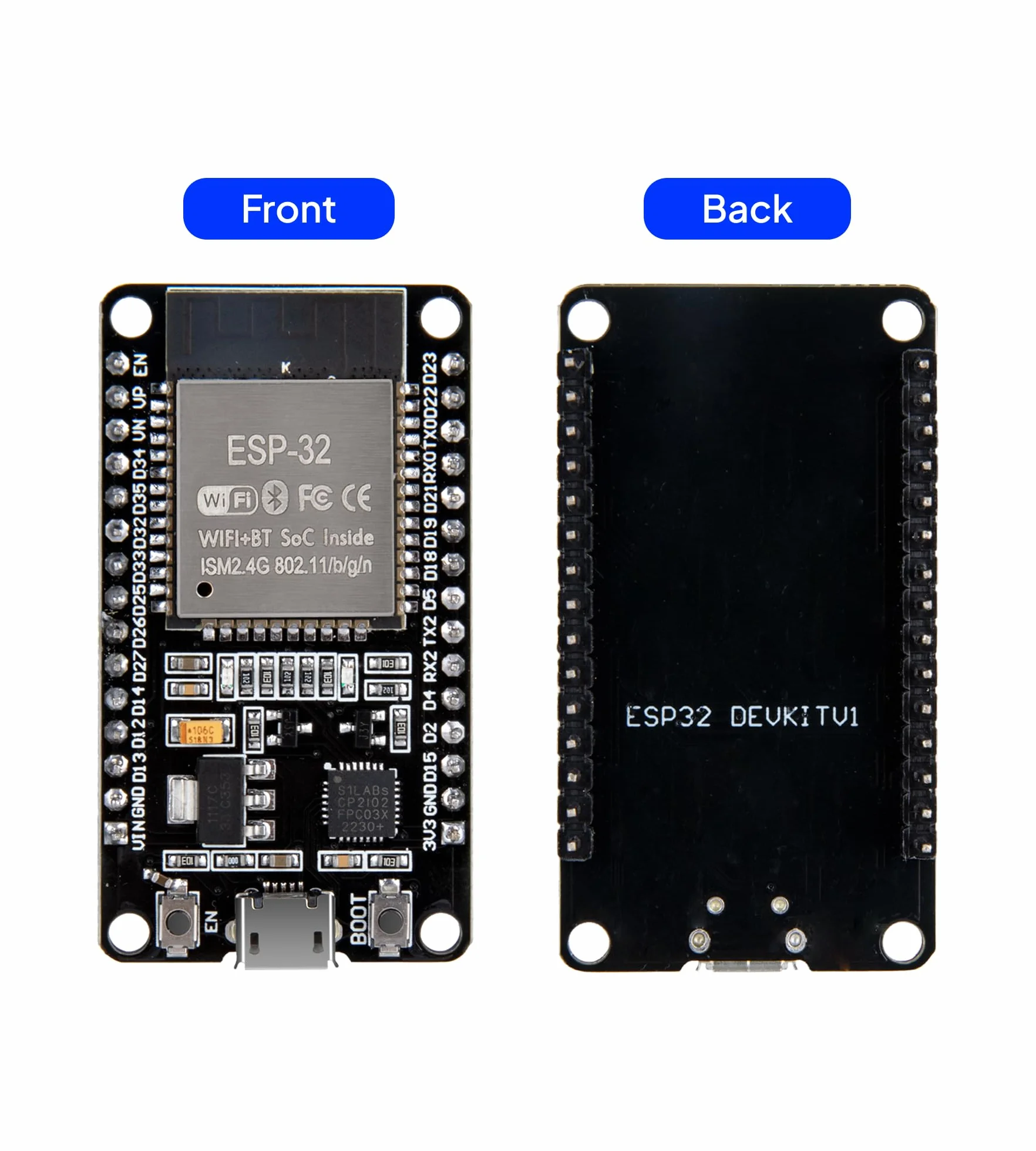 ELEGOO ESP32 Płytka rozwojowa Micro-USB 2.4GHz Dual Modus WiFi+Bluetooth Dual Core Mikrokontroler CP2102 2 sztuki