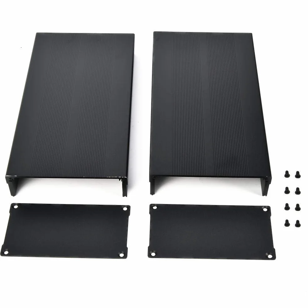 Aluminiowa skrzynka projektowa obudowa elektroniczna DIY PCB wzmacniacz audio ochronna czarny piasek 55x106x200 mm