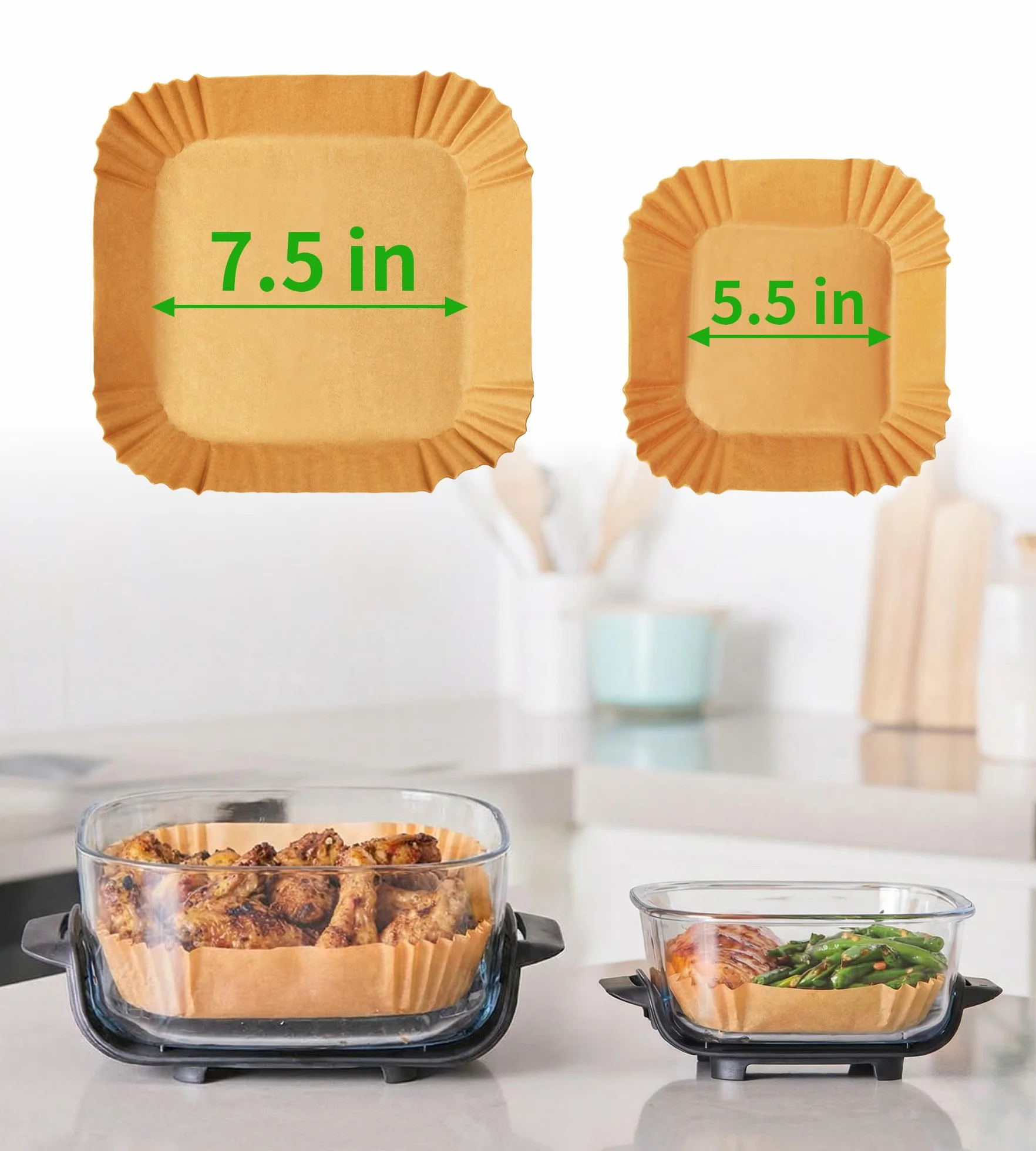 Ankway Papier do pieczenia Air Fryer Ninja CRISPi, 120 sztuk papieru pergaminowego, akcesoria do frytkownic na gorące powietrze, 3,8 l i 1,4 l, FN101EUGY, FN101EUST, FN101EUSG, papierowe wkładki do