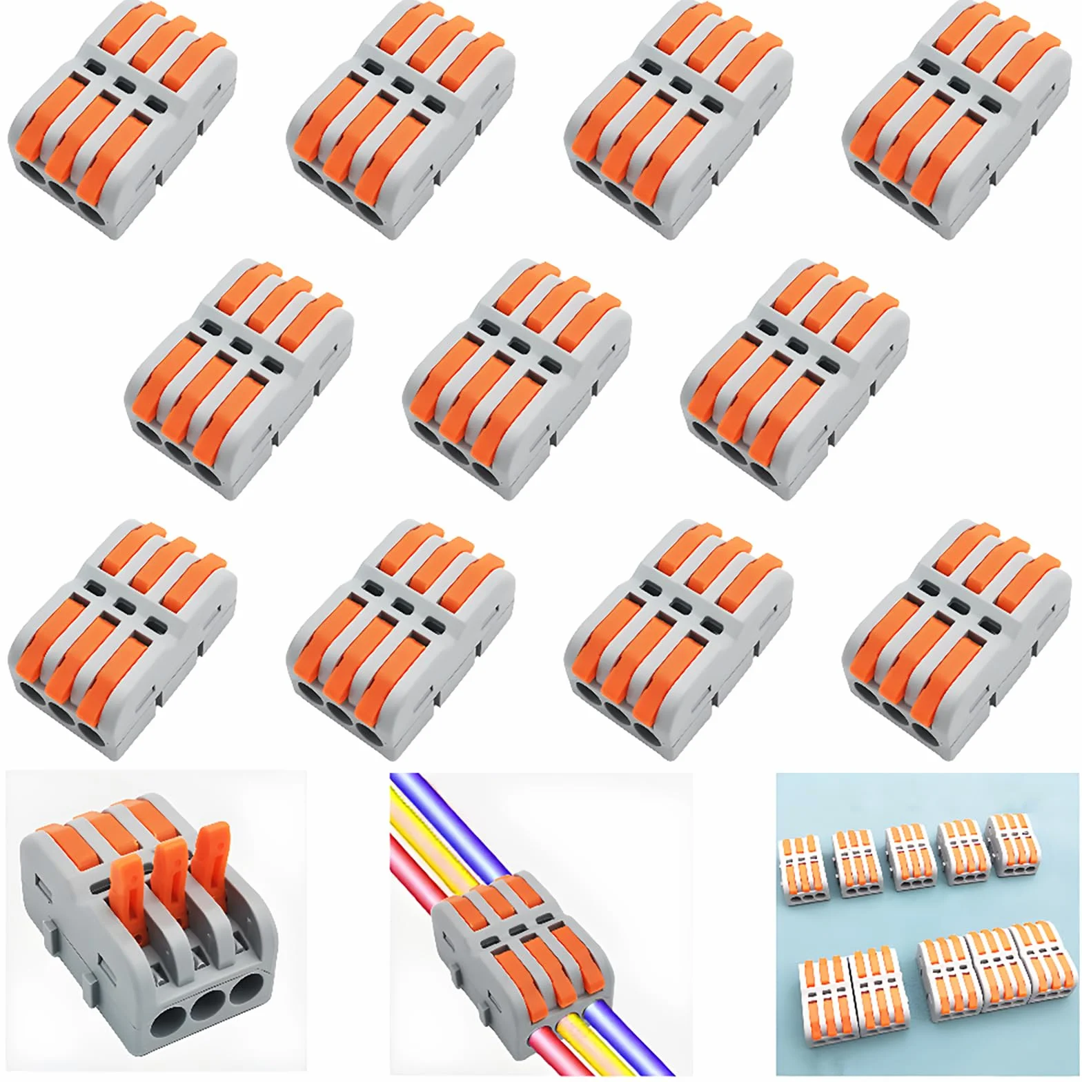 Złącze do nakrętek dźwigniowych, CESFONJER SPL-3M Blok złączy przewodów, kompaktowe łączenie elektryczne, listwa zaciskowa, zacisk szybkozłączki kablowe (11 sztuk)