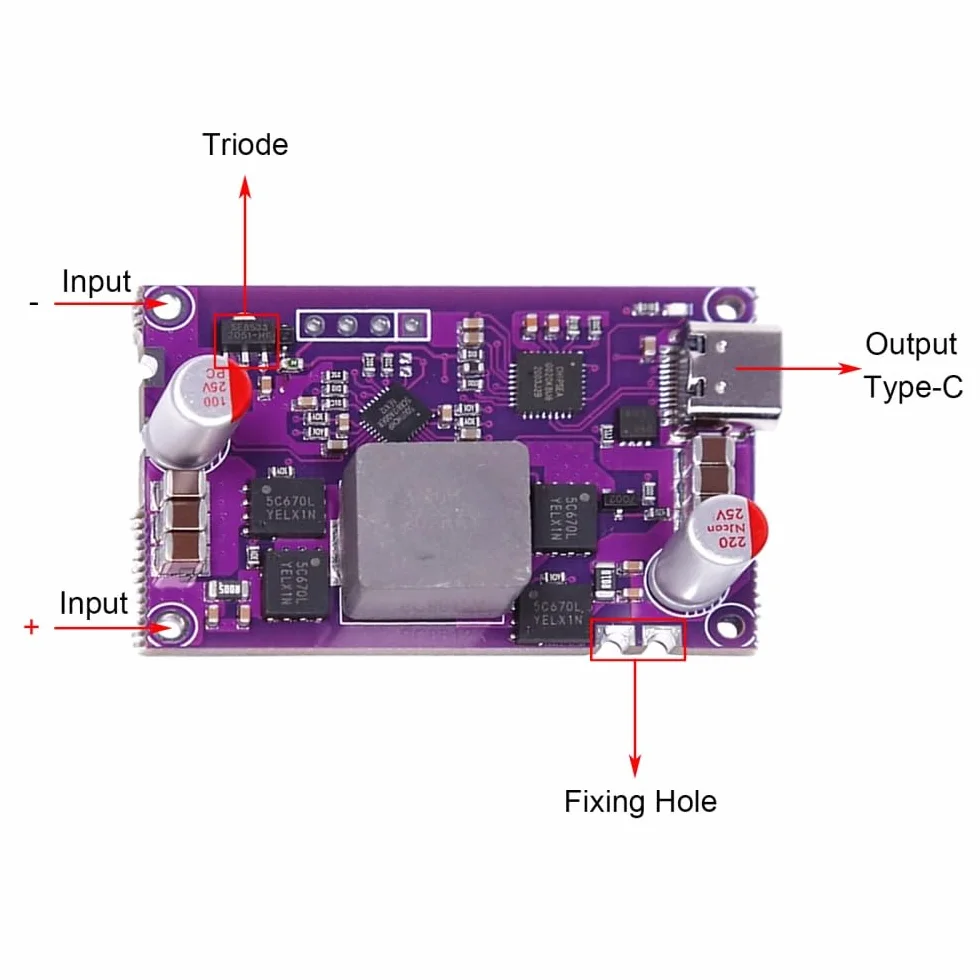 Moduł szybkiego ładowania PD, wysoka wydajność, 120 W, dwudrożny moduł szybkiego ładowania PD, dwukierunkowy moduł buck-boost do ładowarki do 4s 12 V-16,8 V akumulator litowy
