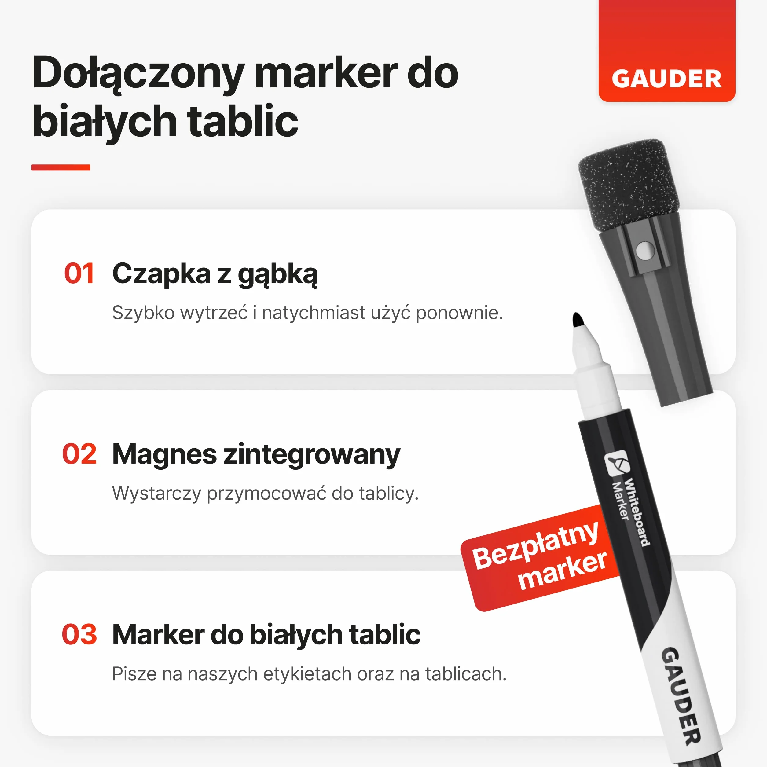 GAUDER Paski Magnetyczne zapisywalne biale 25 mm x 5 m