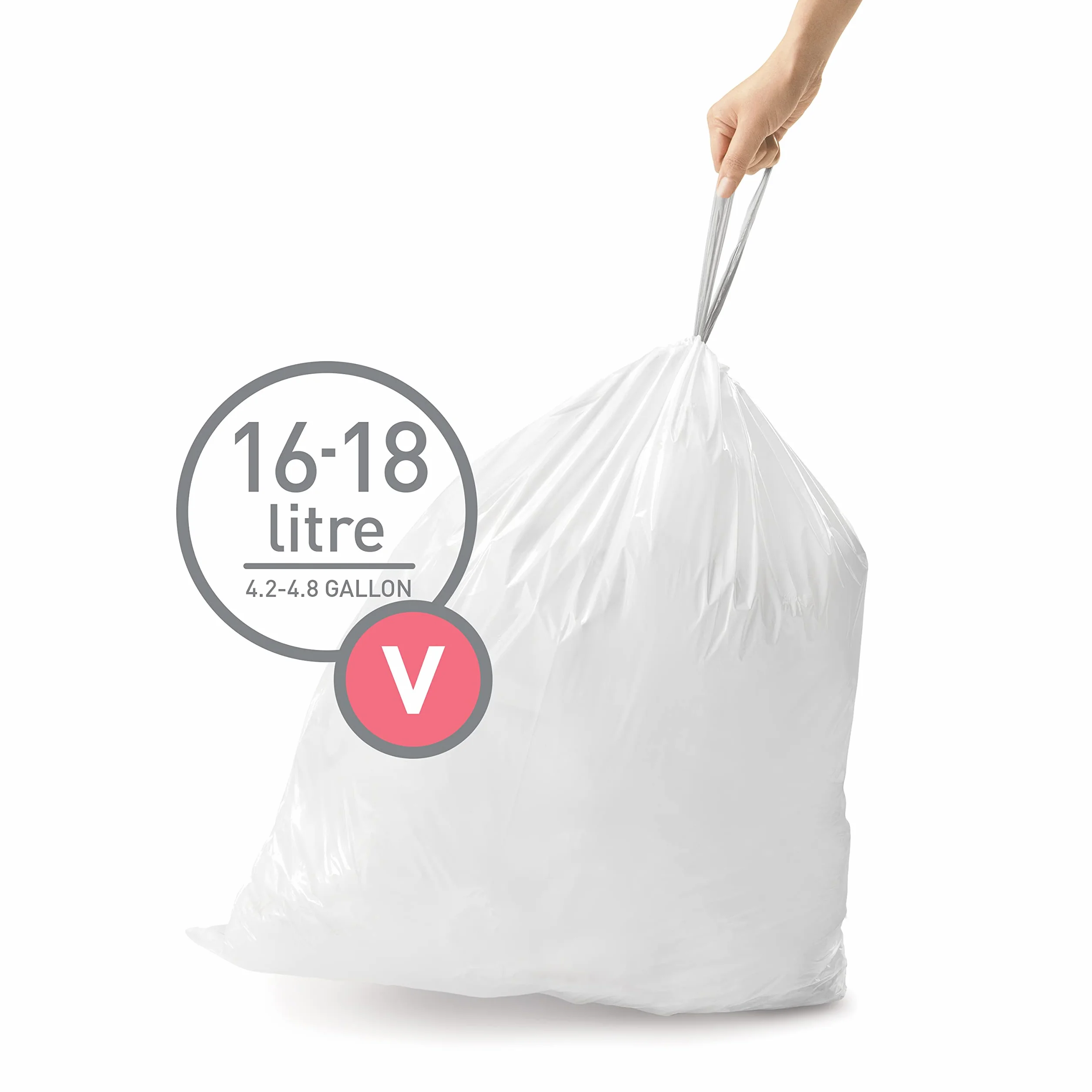 simplehuman Kod CW0408 V Custom Fit Bin Liner Opakowanie zbiorcze, biały plastik (3 opakowania po 20, łącznie 60 wkładek)