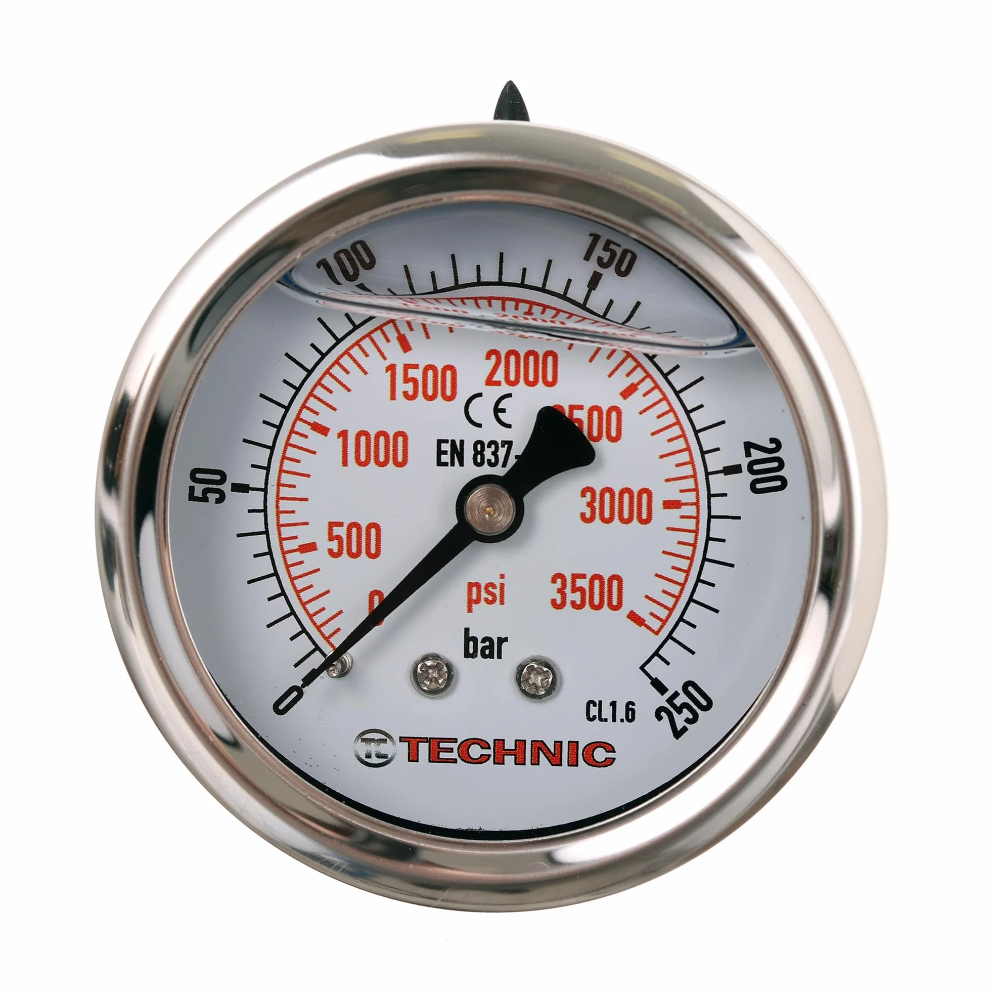 TC Technic Manometr glicerynowy 63mm 0-250 Bar 3500 PSI 1/4" Wskaźnik ciśnienia