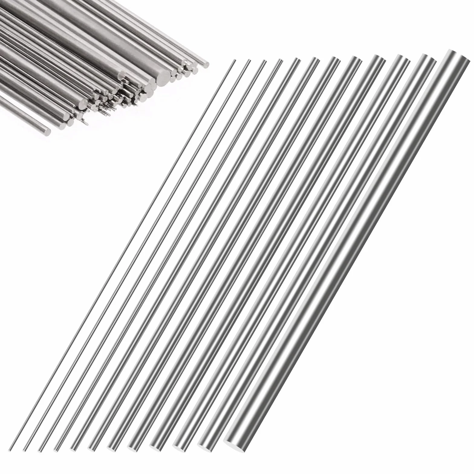 Glarks Zestaw 104 szt. drutu sprężynowego ze stali nierdzewnej – średnica 0,3-3 mm, długość 400 mm, prosty drut do samodzielnego wykonania modelu RC, model statku