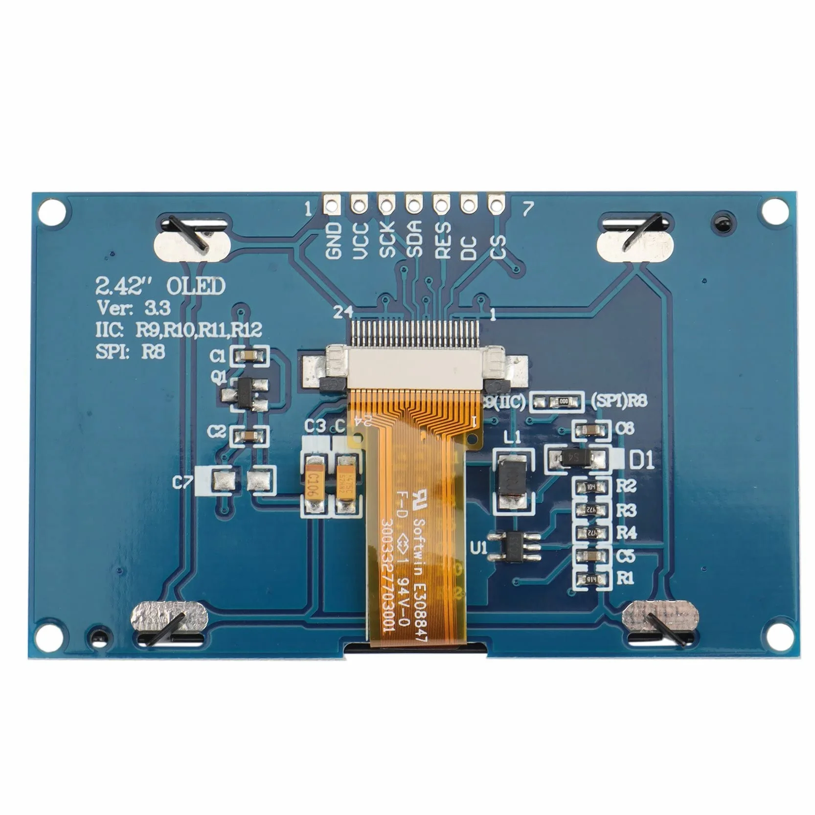 2,42 12864 128X64 Moduł WyśWietlacza OLED IIC SPI Szeregowy Ekran LCD dla C51 STM32 SSD1309 (BiałA Czcionka)