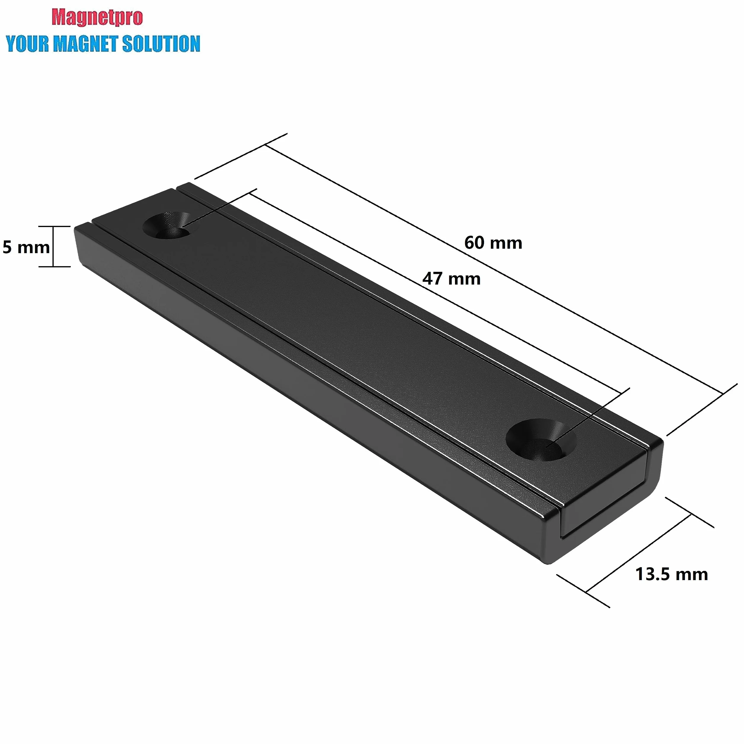 Magnetpro 8 sztuk magnesów prostokątnych 30 kg, siła 60 x 13,5 x 5 mm, czarna powłoka epoksydowa, bardzo odporna na rdzę, nadaje się do użytku na zewnątrz, do użytku domowego i przemysłowego magnesu