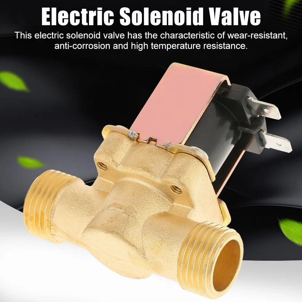Mosiężny elektromagnetyczny zawór elektryczny 12V, 1/2 "DC 12V normalnie zamknięty mosiężny elektromagnetyczny do kontroli wody