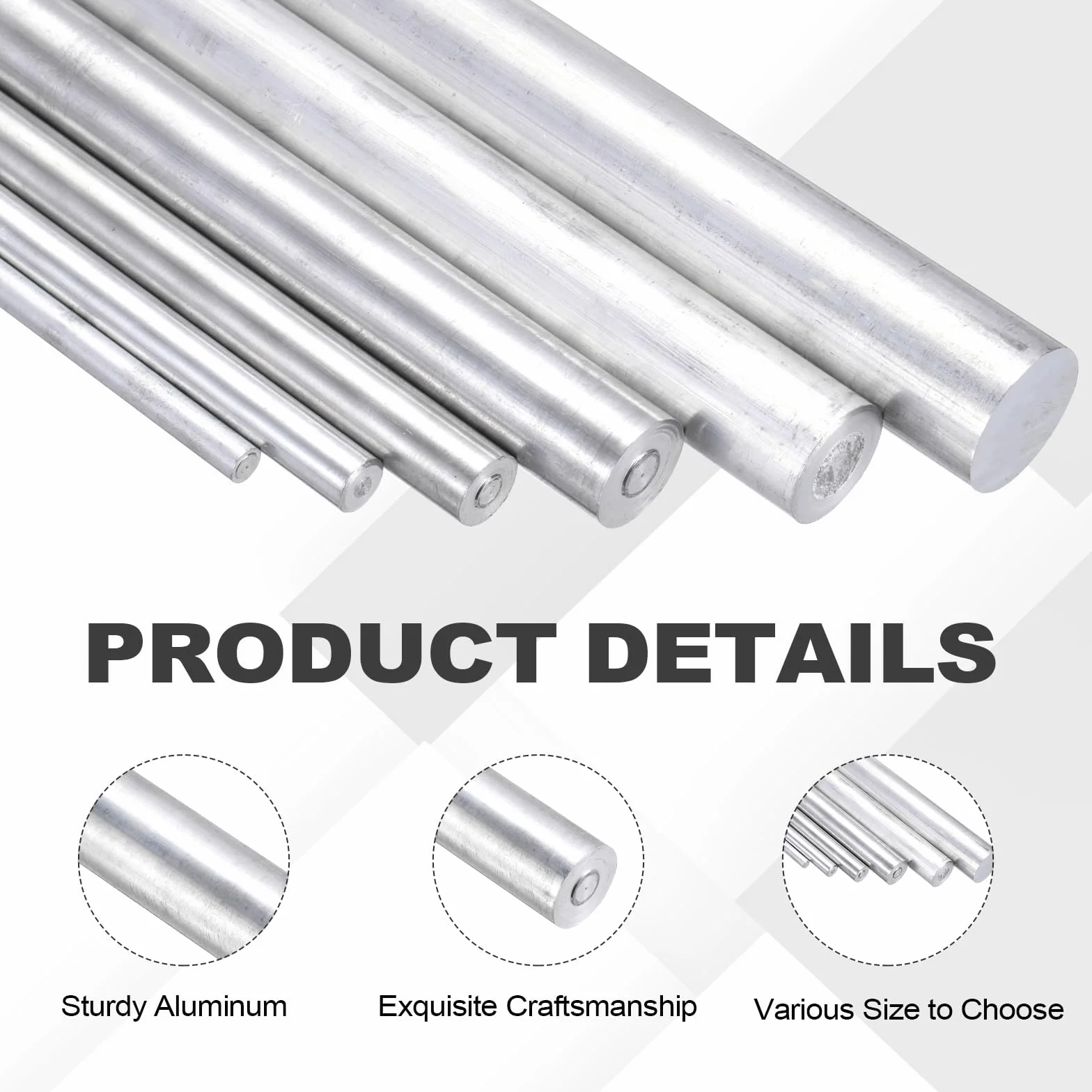 QUARKZMAN Aluminiowy pręt okrągły, 12 mm x 300 mm, 6061, aluminiowy drążek z litego metalu, pręt obrotowy do samodzielnego wykonania samochodu (odcień srebrny)