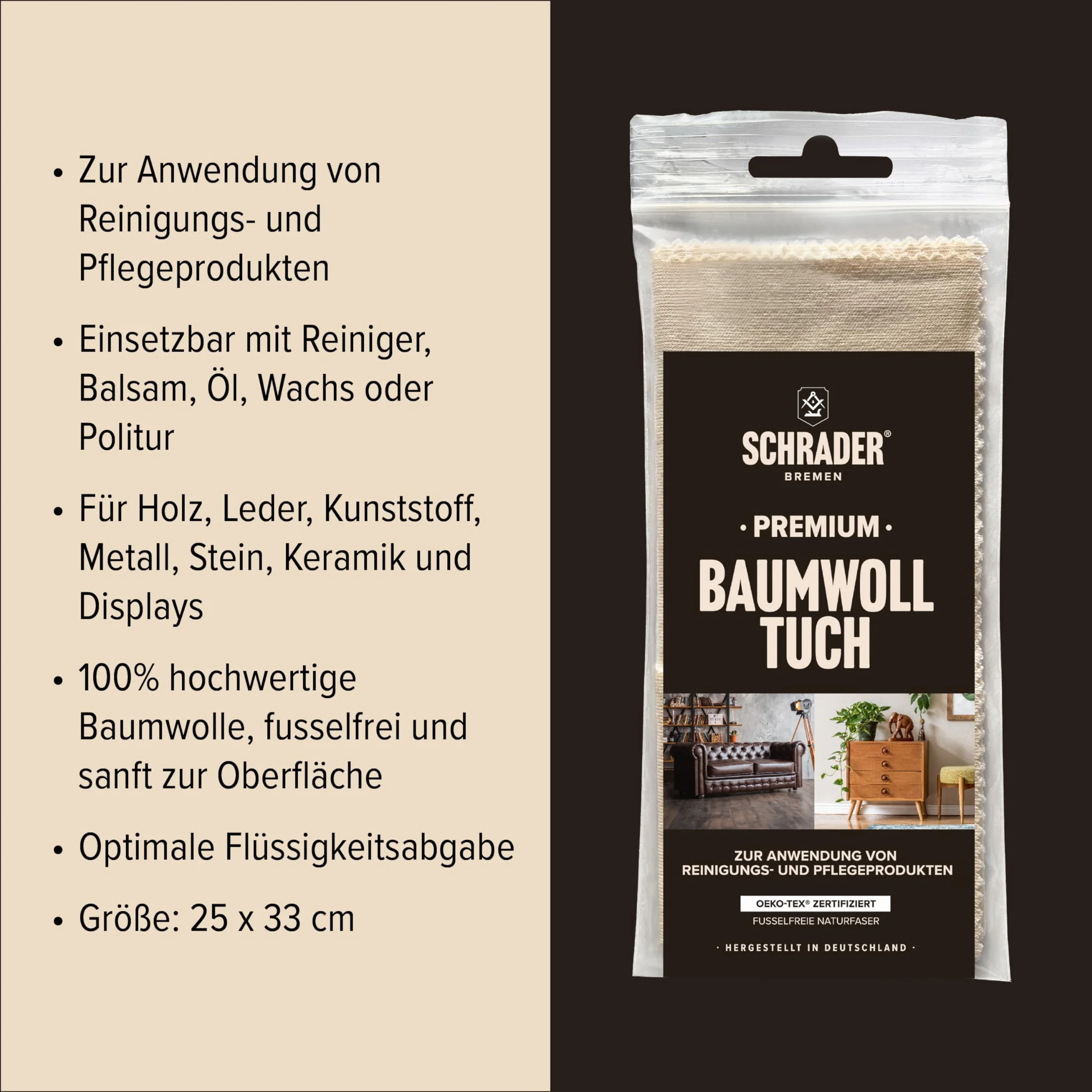 SCHRADER politura do drewna ciemna 250 ml ze ściereczką do polerowania Made in Germany