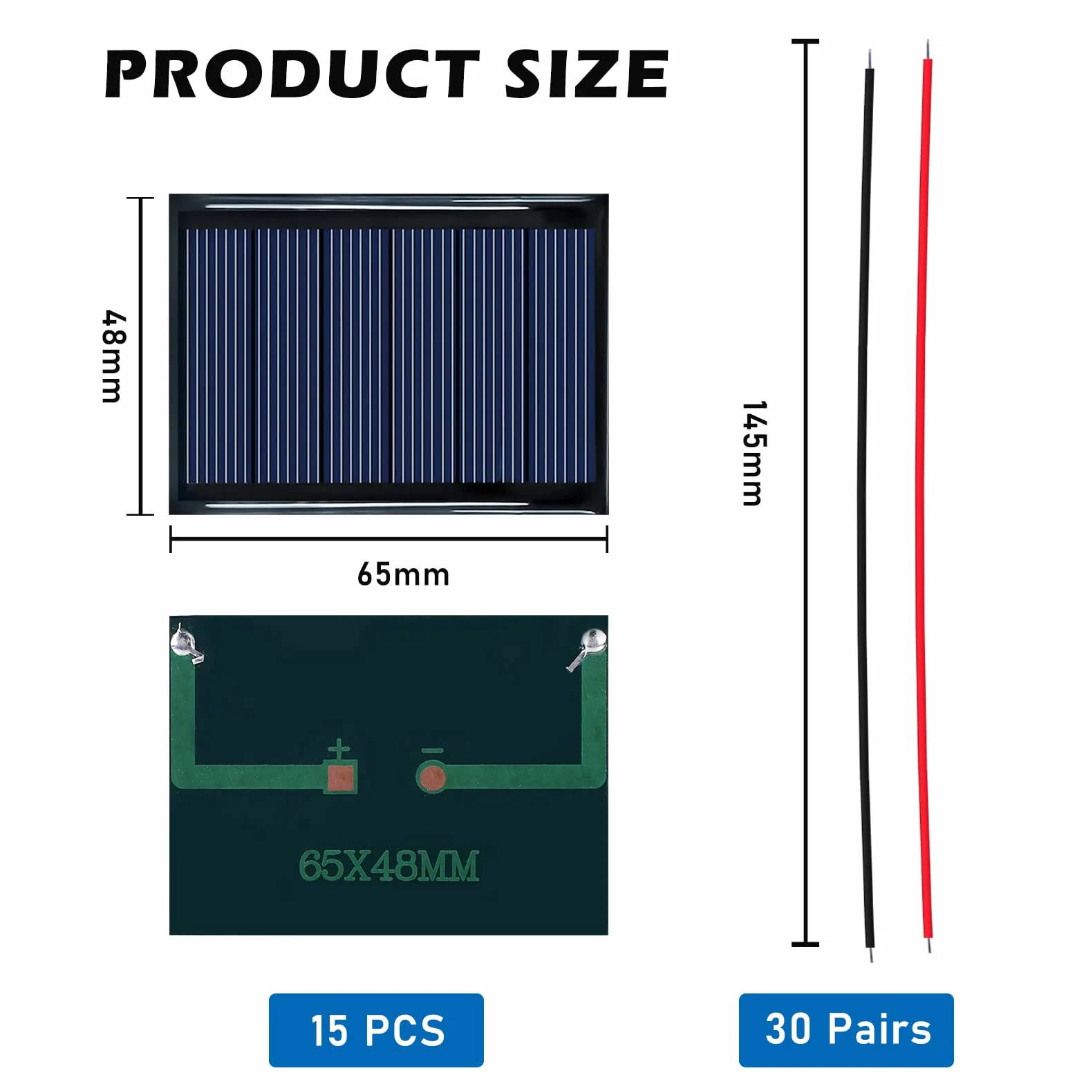 Micro Mini Panele Słoneczne: 15 Sztuk 3V 0.3W 65x48mm Mini Panel Słoneczny, Mini Panele Słoneczne Z Linią, Polikrzemowy Panel Słoneczny, Diy, Projekty Naukowe