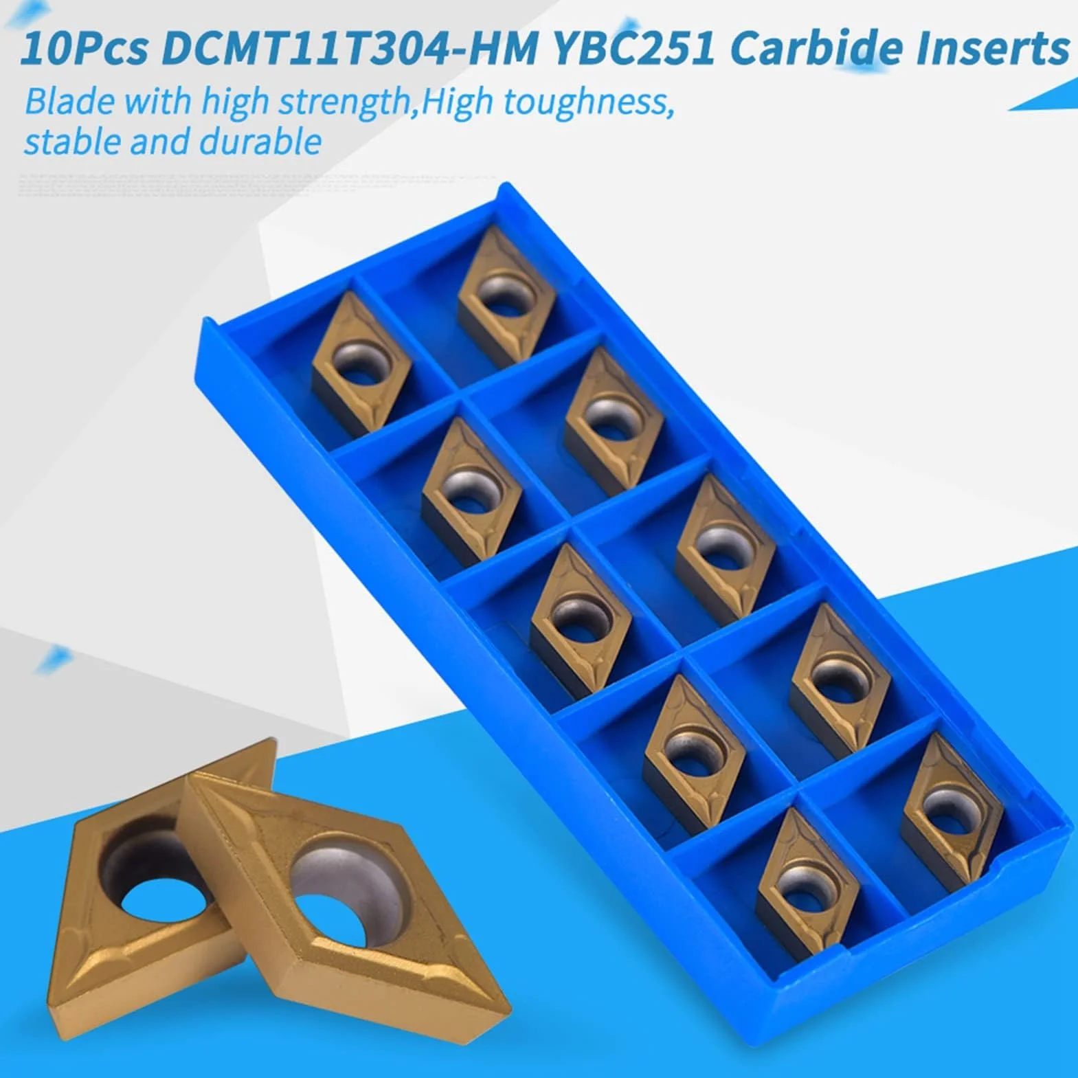 10 Sztuk Końcówki z Węglika CNC Wkładki Nóż do Cięcia DCMT11T304-HM YBC251 Narzędzia Tokarskie do Drewna Uchwyt Wkładka Zamienna z Pudełkiem