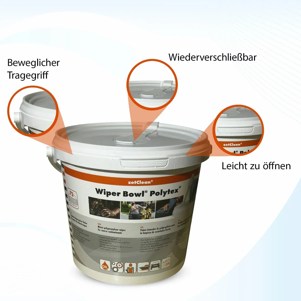 ZVG zetClean 50130-001 Wiper Bowl Polytex ściereczki do czyszczenia, niebieskie, 25 x 25 cm (72 sztuki)