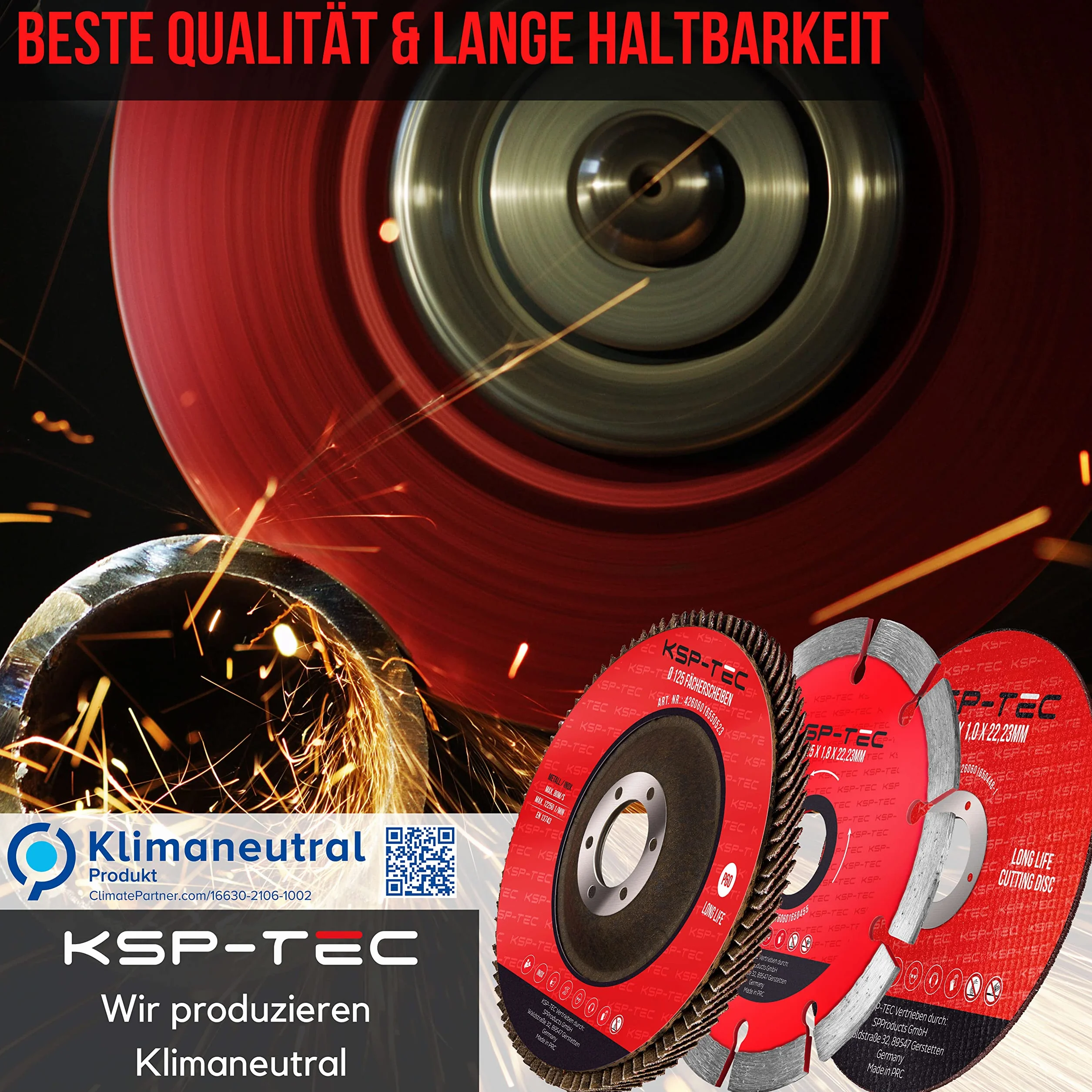 KSP-Tec® │8 tarcz do cięcia 125 x 1,0 mm [z okularami ochronnymi i ochroną słuchu] szybka elastyczna z kamienia, tarcza wachlarzowa