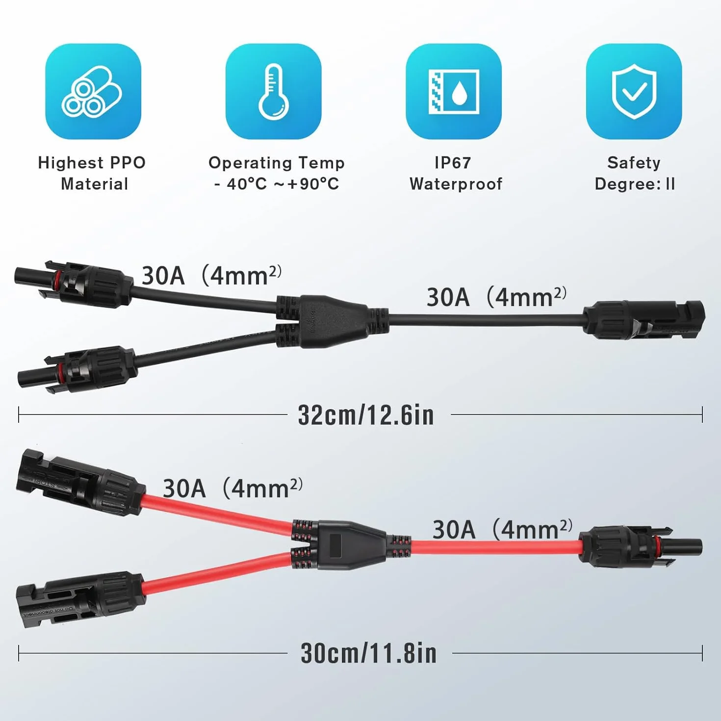 Thlevel Solarny rozdzielacz Y rozdzielacz równoległy adapter złącza MMF i FFM 1 para złączy fotowoltaicznych, przedłużacze panelu, gniazdo dystrybutora, 4 mm²
