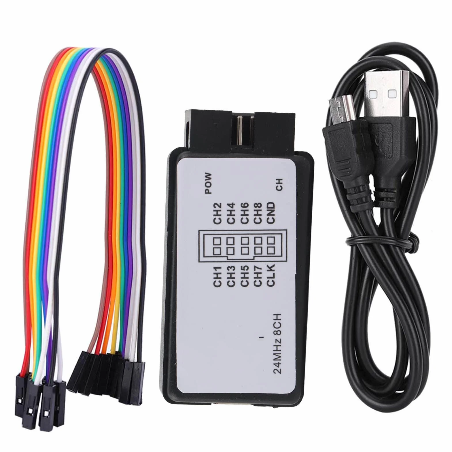 Analizator Stanów Logicznych 8-Kanałowy USB 24MHz Cyfrowy Kieszonkowy z 5PF Pamięcią Wejściową i Akcesoriami