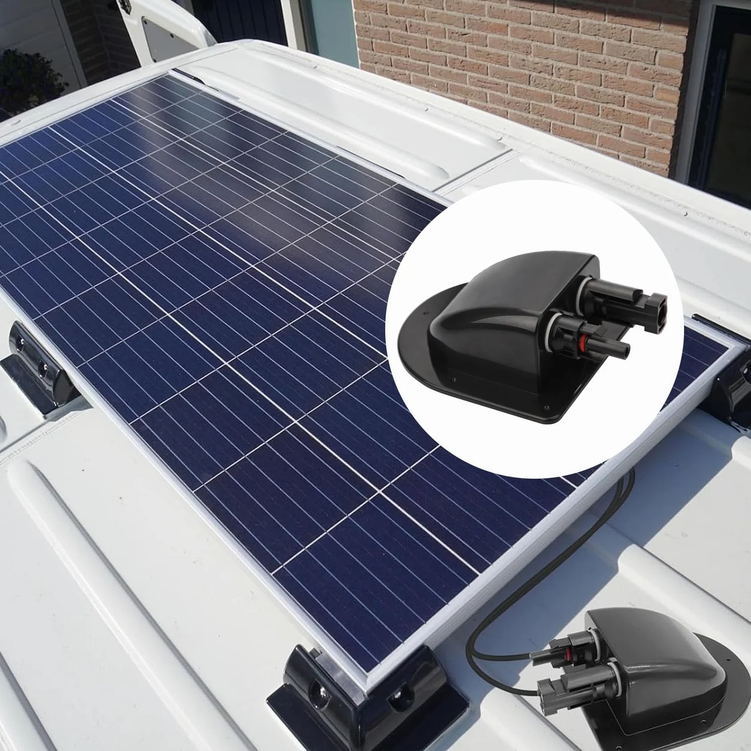 ANBOO 2 x przepust kablowy solarny, skrzynka przyłączeniowa, przepust dachowy solarny, przepust dachowy, przepust kablowy na dachu, do paneli solarnych przyczepy kempingowej łódź projekt solarny, 1 x
