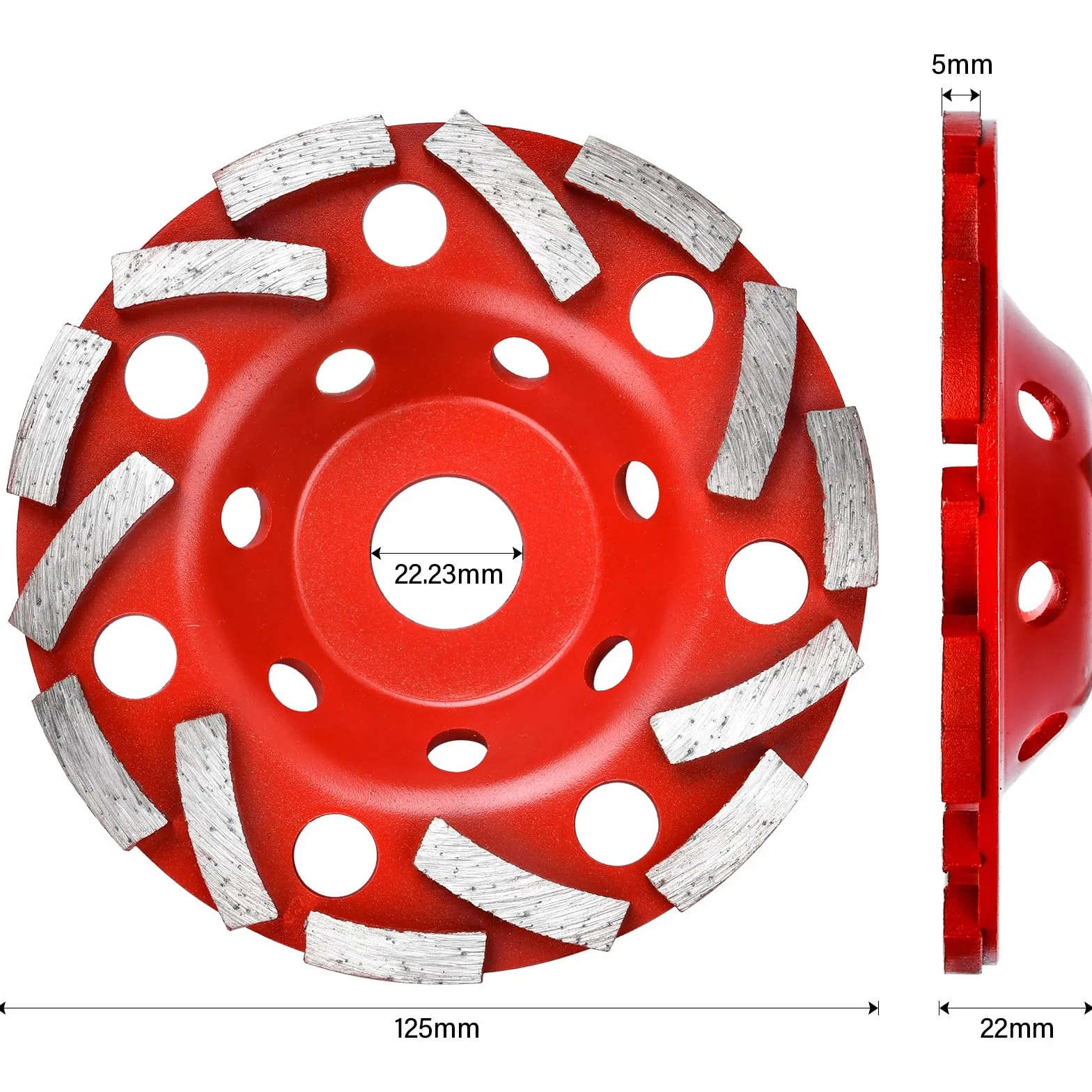 Diamentowa tarcza szlifierska 125 mm x 22,23 mm dwurzędowa do betonu
