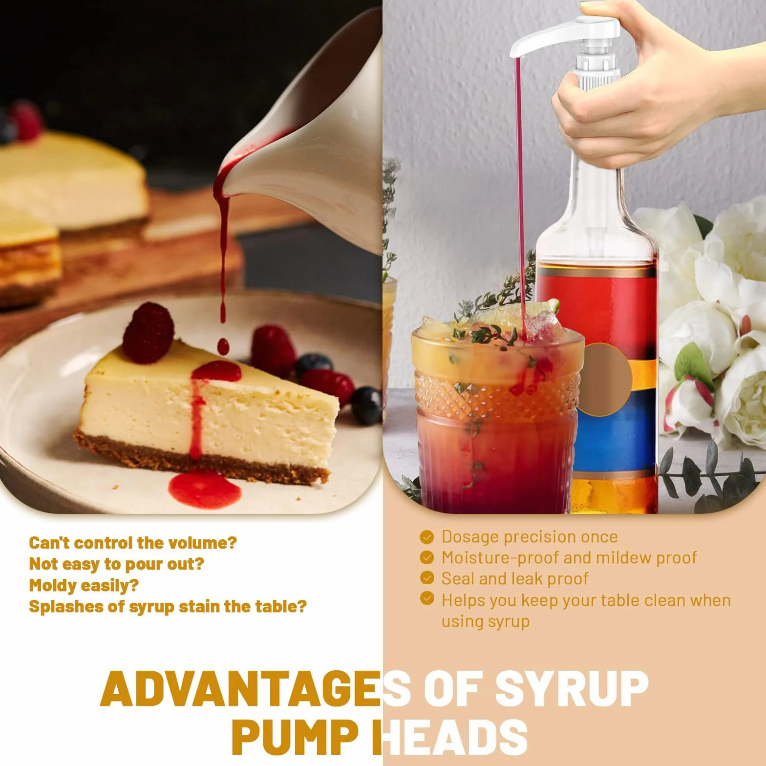 Dozownik syropu z długimi wężami 500 ml/1000 ml