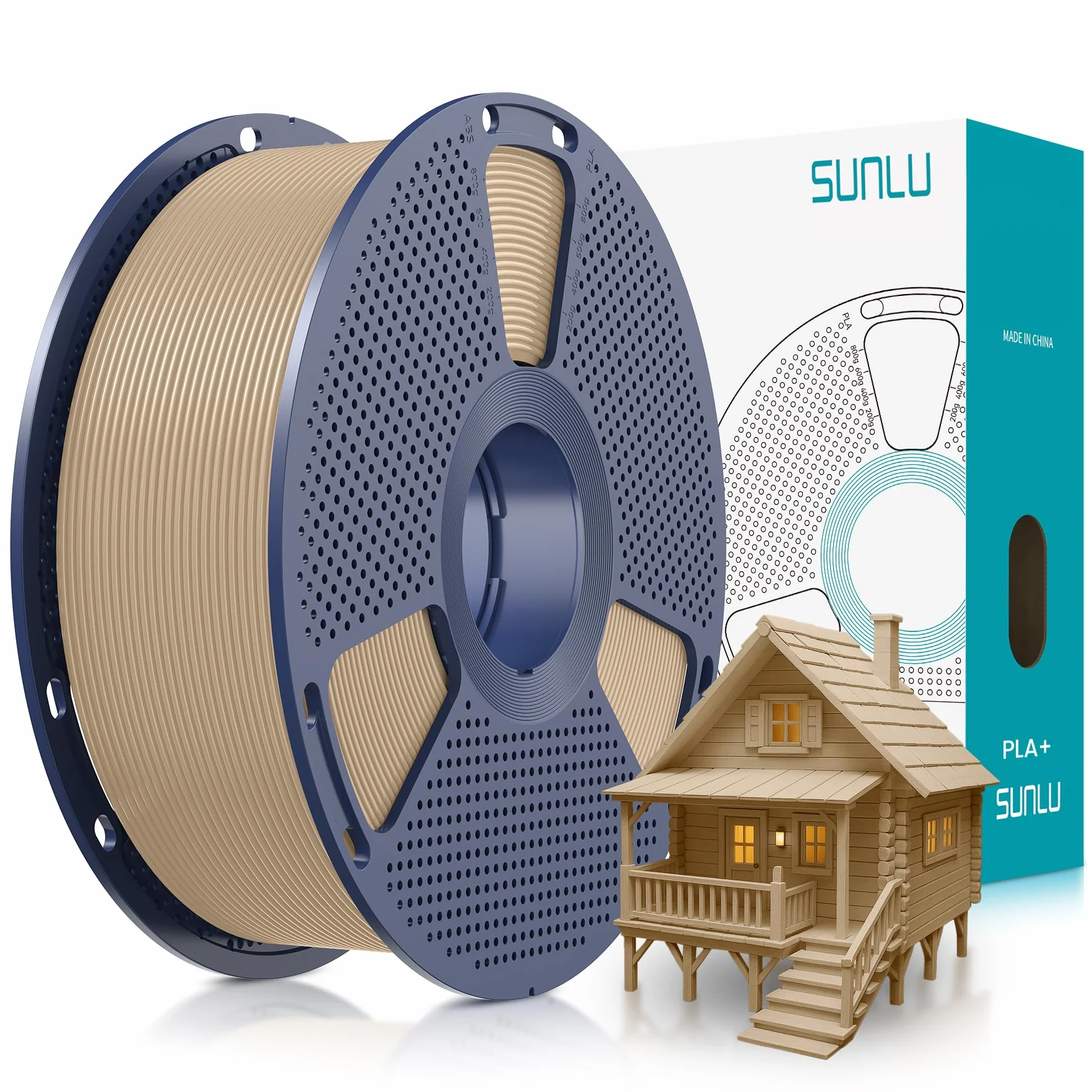 SUNLU Filament PLA Plus do drukarki 3D, ulepszony filament PLA+ 3D 1,75 mm, starannie nawinięty PLAPro, mocny i wytrzymały, dokładność wymiarowa +/- 0,02 mm, szpula 1 kg (dąb)