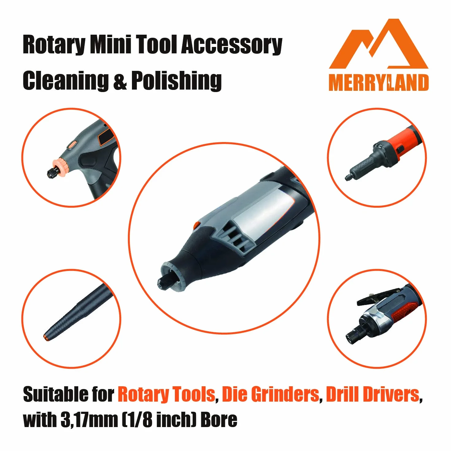 Merryland Szczotka Szczecinowa Mini Nylon Do Dremel 72szt, Końcowa Tarczowa Kubków 24szt Dla Każdego, Polerowania Ścierna Akcesoria Narzędzi, RMTA072C3