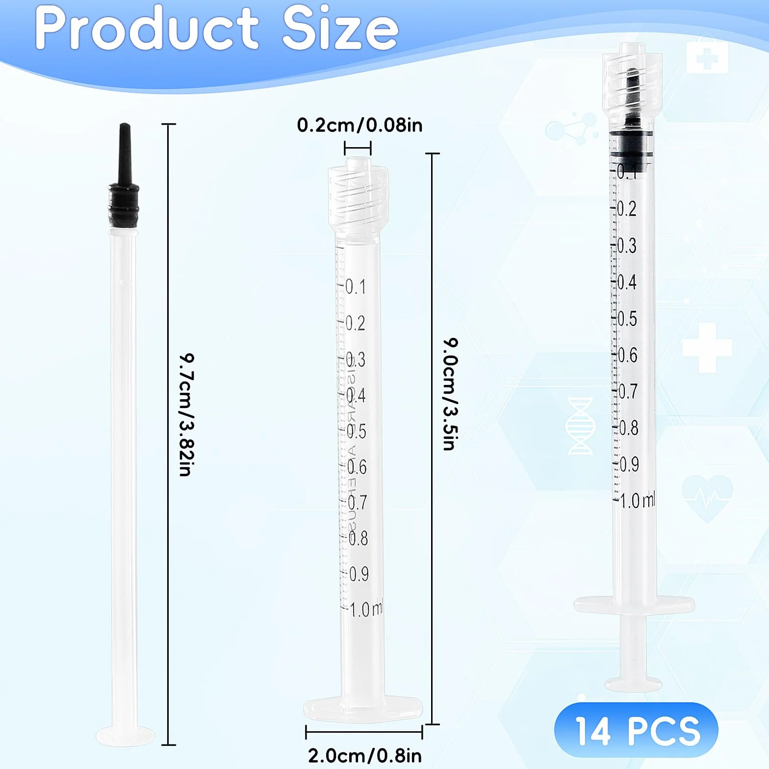 TRUEIN 14 sztuk strzykawek dozujących 1 ml Luer Lock sterylna jednorazowa bezlateksowa zestaw