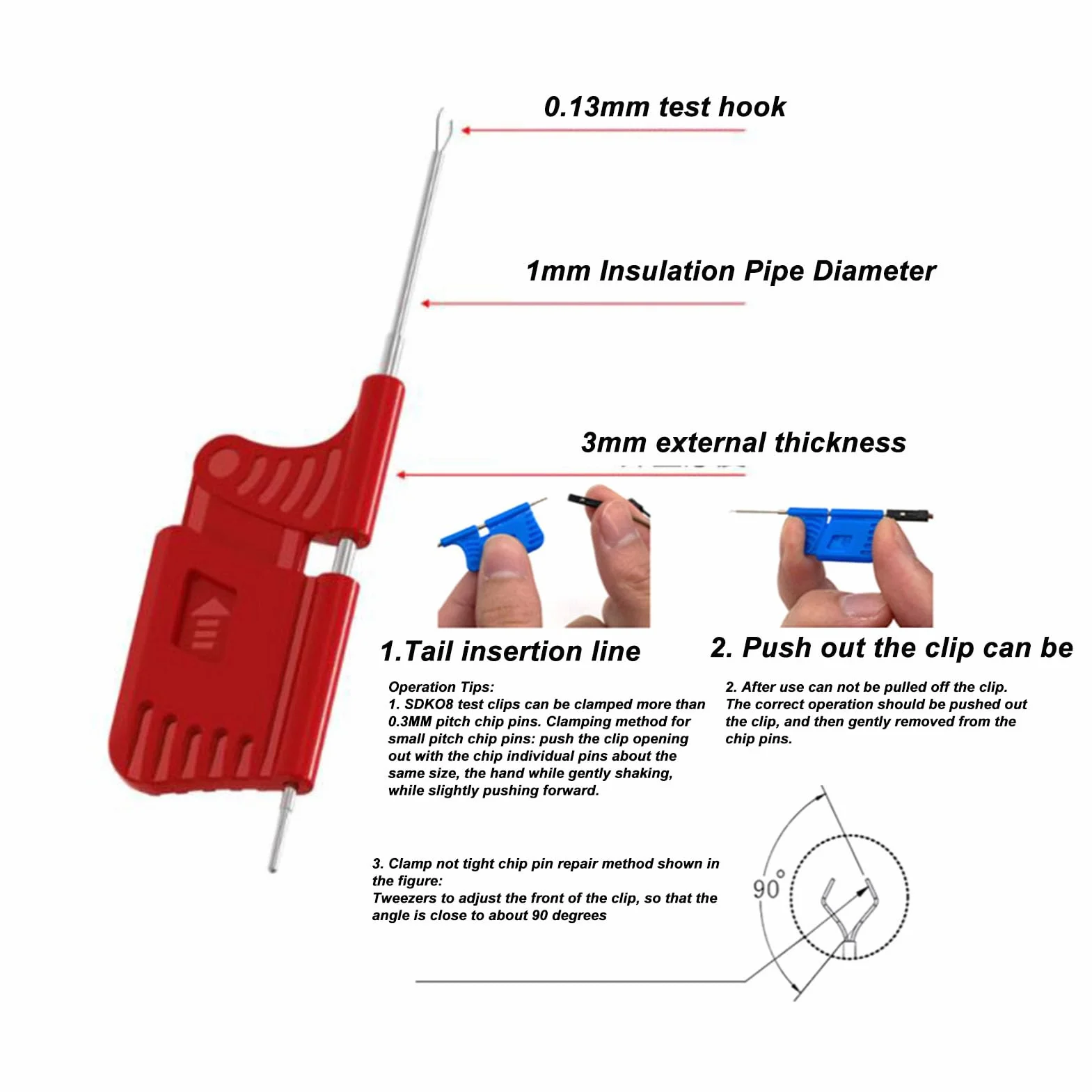 Klips Testowy do Układów Scalonych IC SOIC TSSOP TSOP SSOP MSOP PLCC QFP TQFP LQFP SMD SDK08