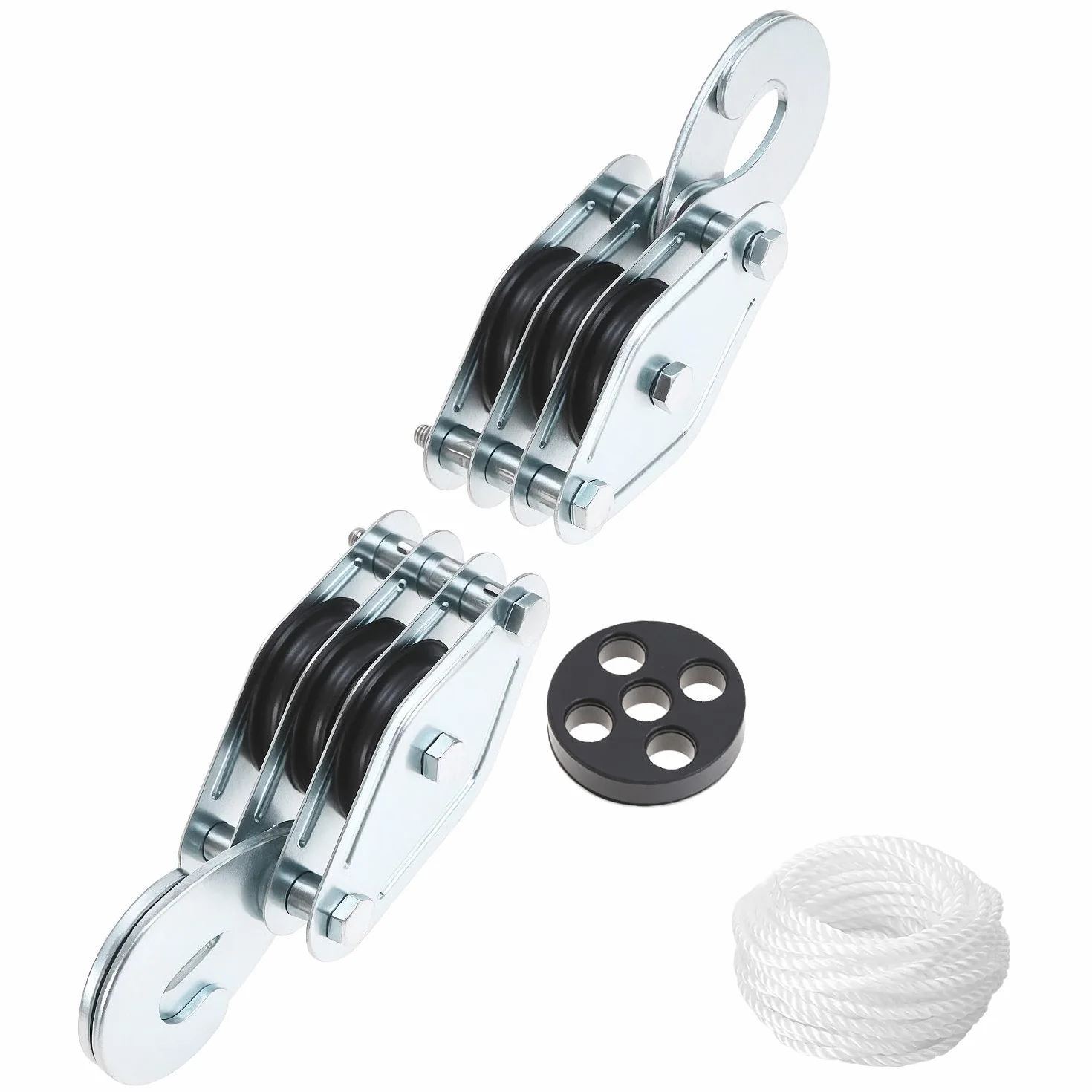QWORK® Zblocze z 8 krążkami - Maksymalny udźwig: 400 kg, Maks. wysokość podnoszenia: 1,8 m