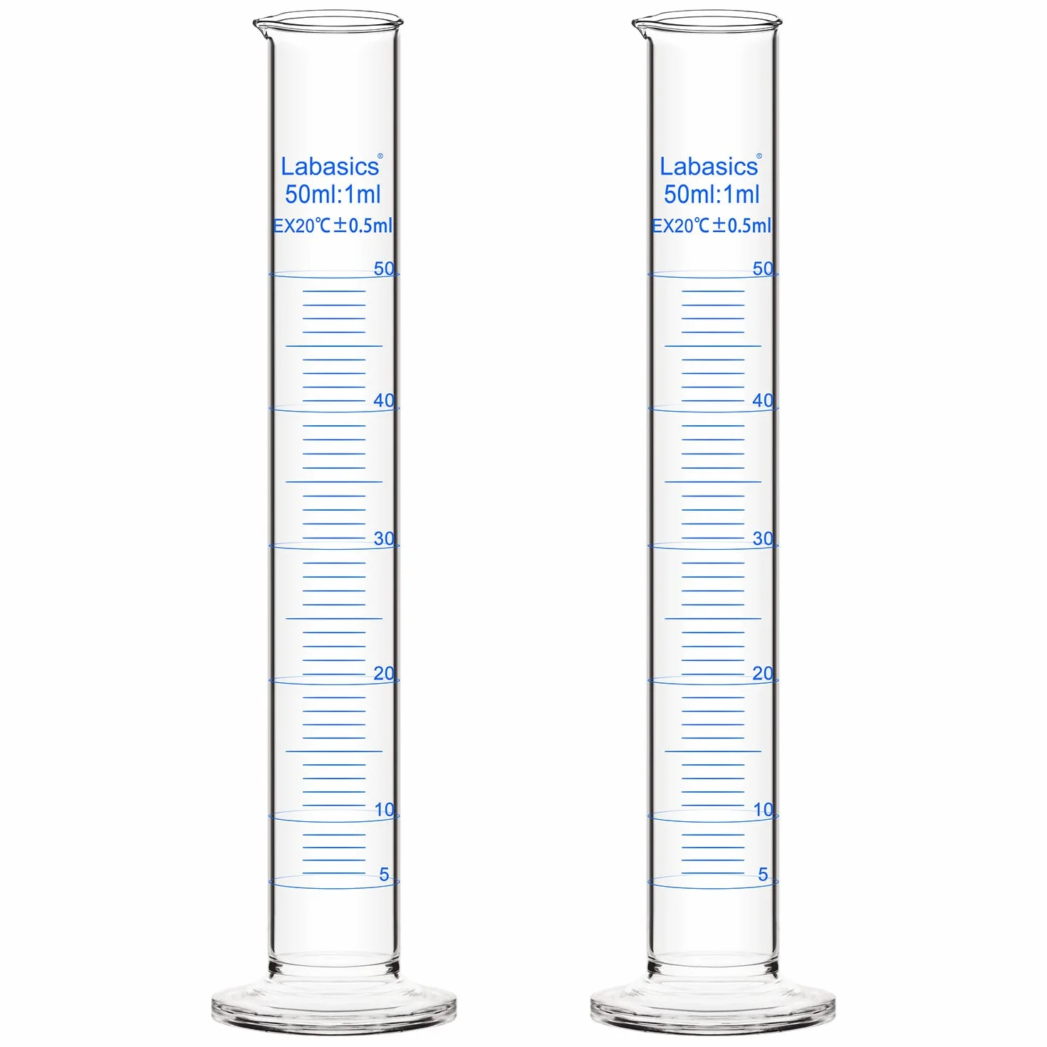 Labasics 2-Pack 50 ml Szkła Borozylikatowego Absolwent Cylinder Cylinder Pomiarowy