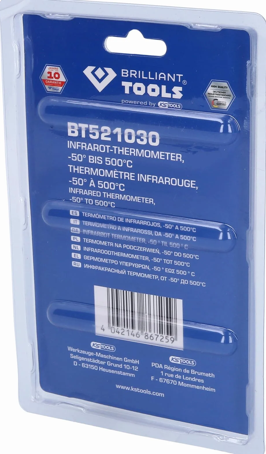 BRILLIANT TOOLS BT521030 Pirometr laserowy, -50° - 500° [Powered by KS TOOLS]