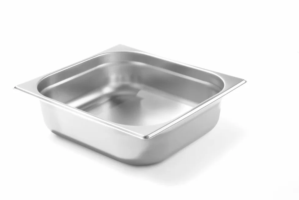 HENDI Pojemnik GN2/3, odpowiedni do piecach konwekcyjnych, lodówkach, bemarach i podgrzewaczach, odporny na temperaturę od -40° do 250°C, 9L, 354x325x(H)100mm, stal nierdzewna
