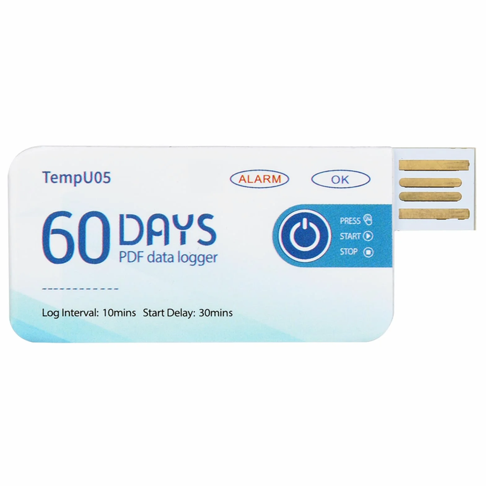 2 szt. Rejestrator Danych Temperatury USB, pojemność Danych 10000 PDF Rejestrator Raportów Plastikowy Jednorazowy Rejestrator Temperatury