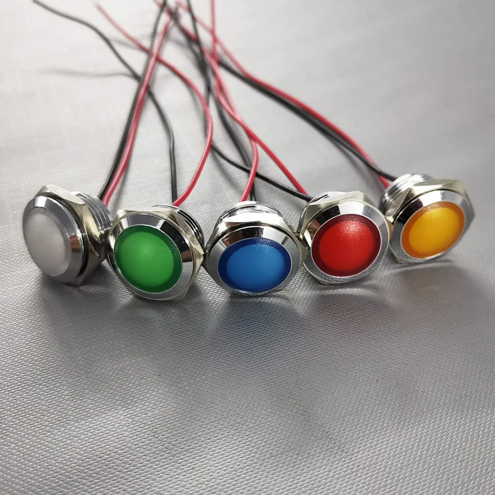 Gebildet Wskaźnik LED AC/DC 12-24V 20mA 16mm Biała Niebieska Czerwona Zielona Pomarańczowa 5szt