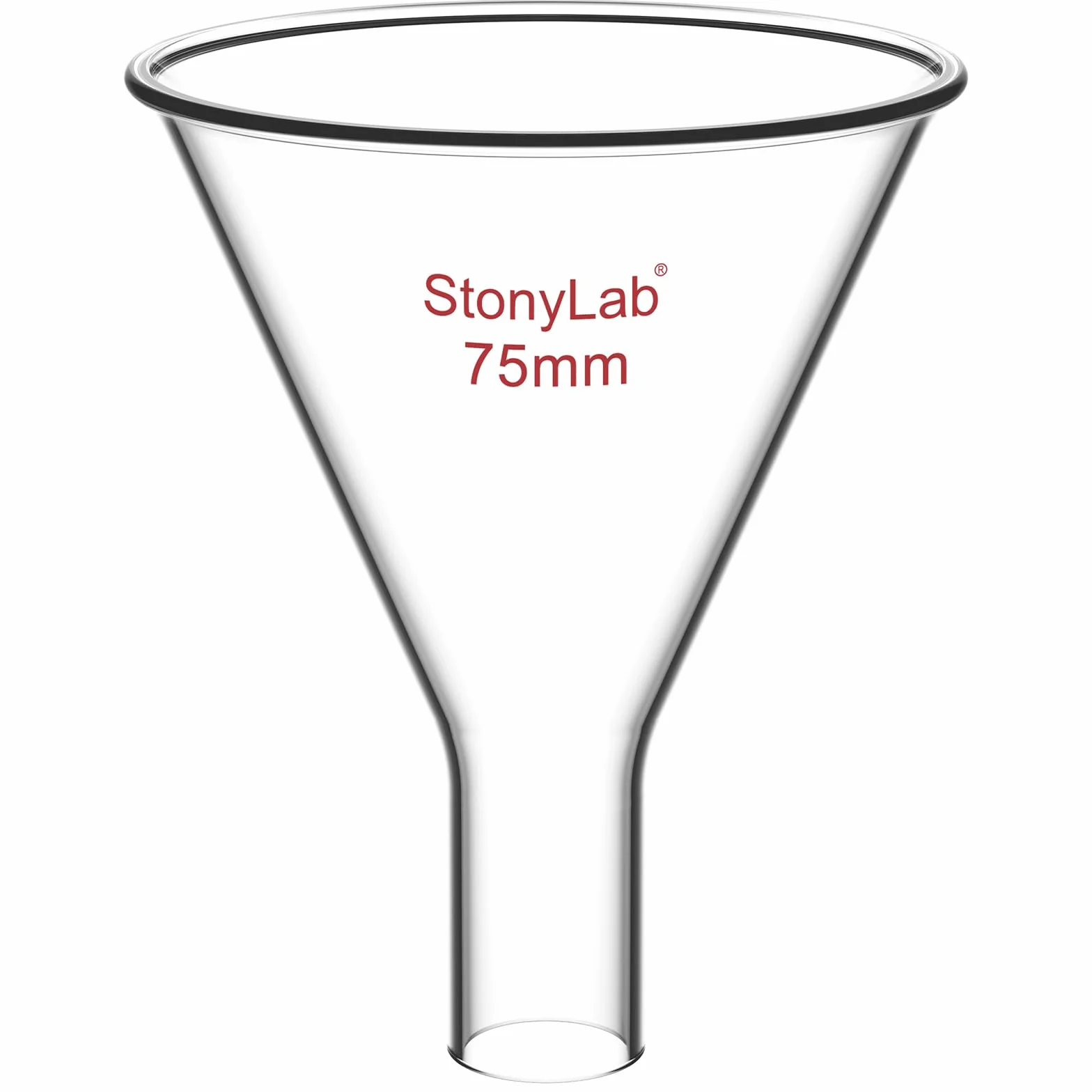 stonylab Lejek do pudru, ciężki lejek ze szkła borokrzemowego o średnicy 75 mm i średnicy trzpienia 22 mm
