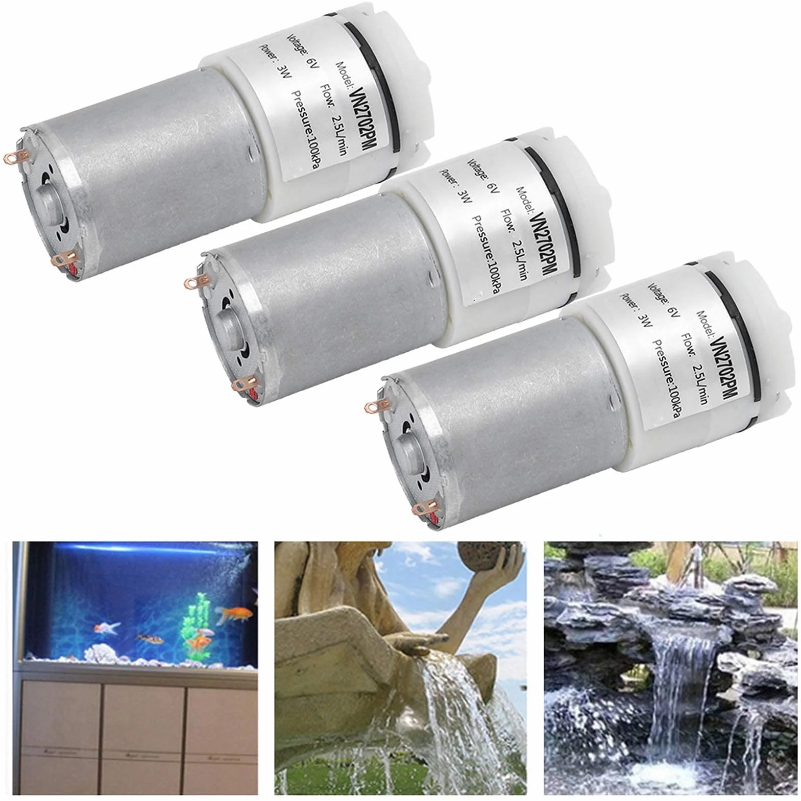 Pompa mikromembranowa, mini wodny silnik próżniowy membrana ciśnienie wody do akwarium DC 6 V VN2702PM