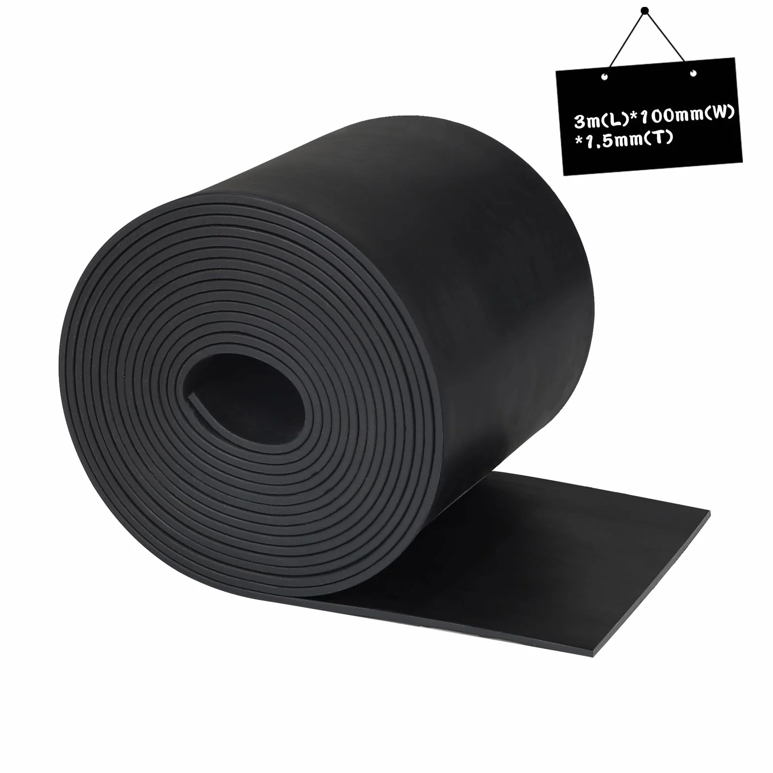 LALAGO Rolka gumowa, 100 mm(B) x 1,5 mm (D) x 3 m(L), arkusz neoprenowy, antypoślizgowe gumowe rolki izolujące hałas, gumowe paski izolacyjne