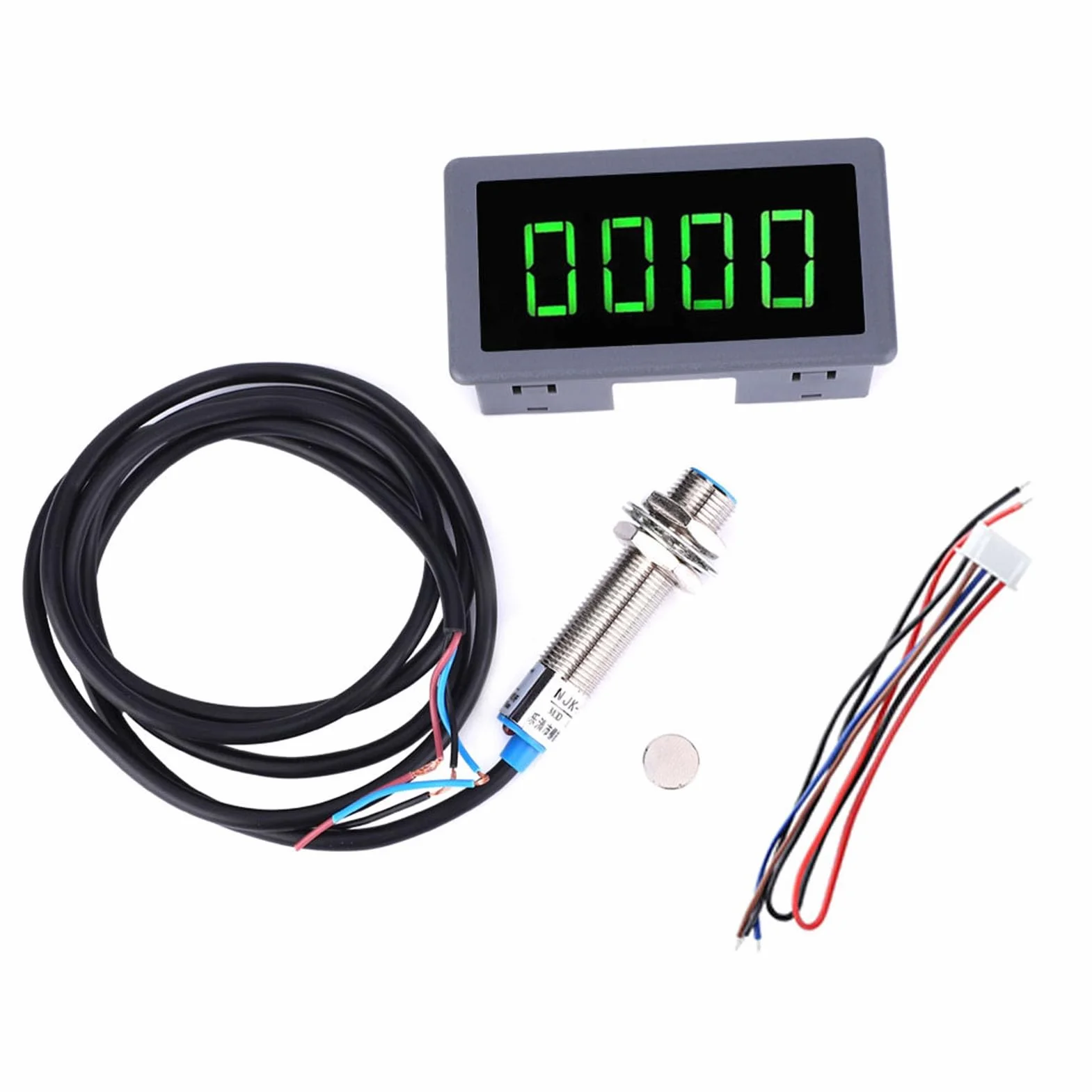 Zielony 4-cyfrowy Obrotomierz LED, Czujnik Zbliżeniowy Halla, Czujnik Magnetyczny, Miernik Prędkości Obrotowej dla Piły łańcuchowej, Kosiarki, Generatora Sprężarki Powietrza