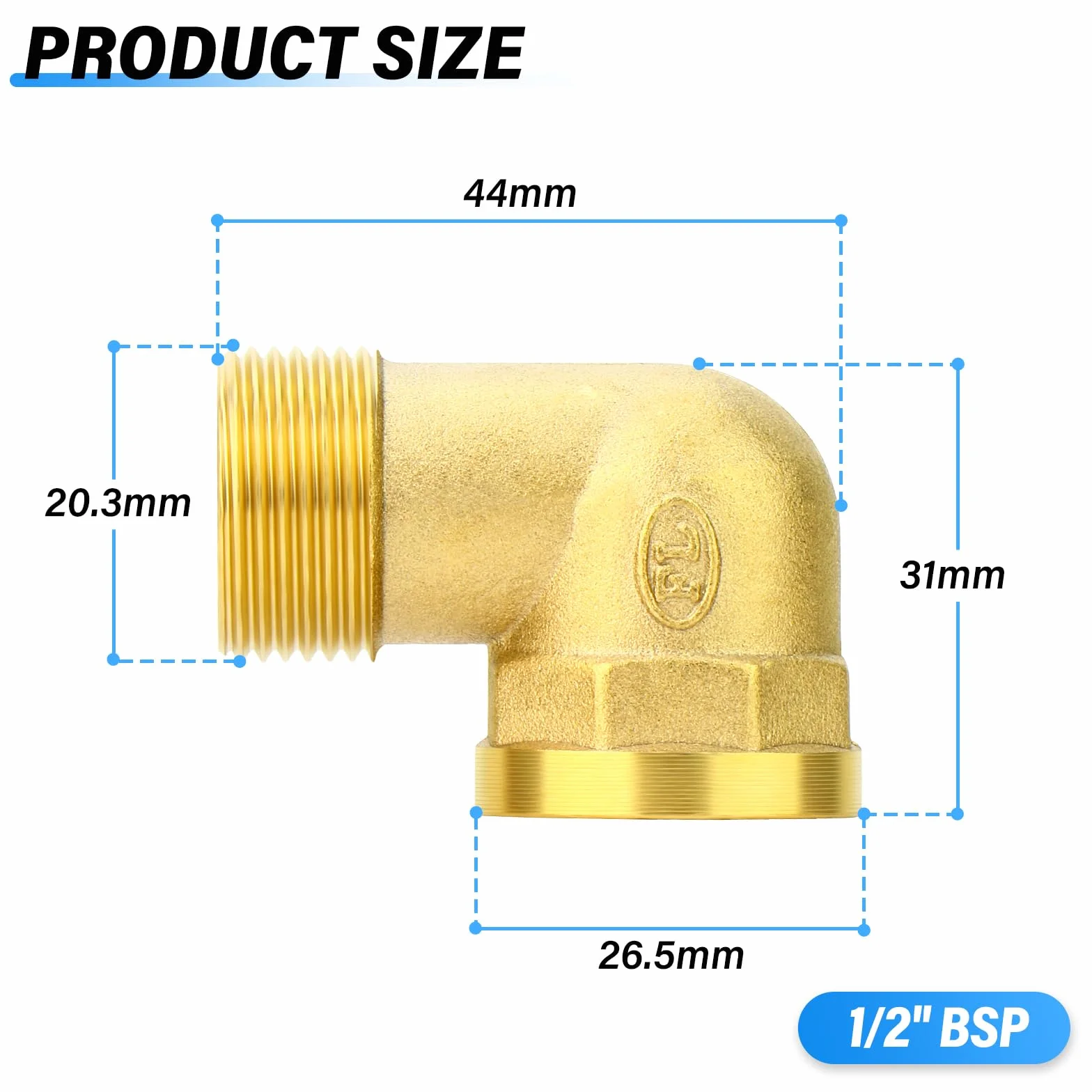 TAILONZ PNEUMATIC 2 szt. Kolanko uliczne Barstock 90 stopni, 1/2 cala BSP żeńska rura do 1/2 cala BSP żeńska mosiężna złączka do rur