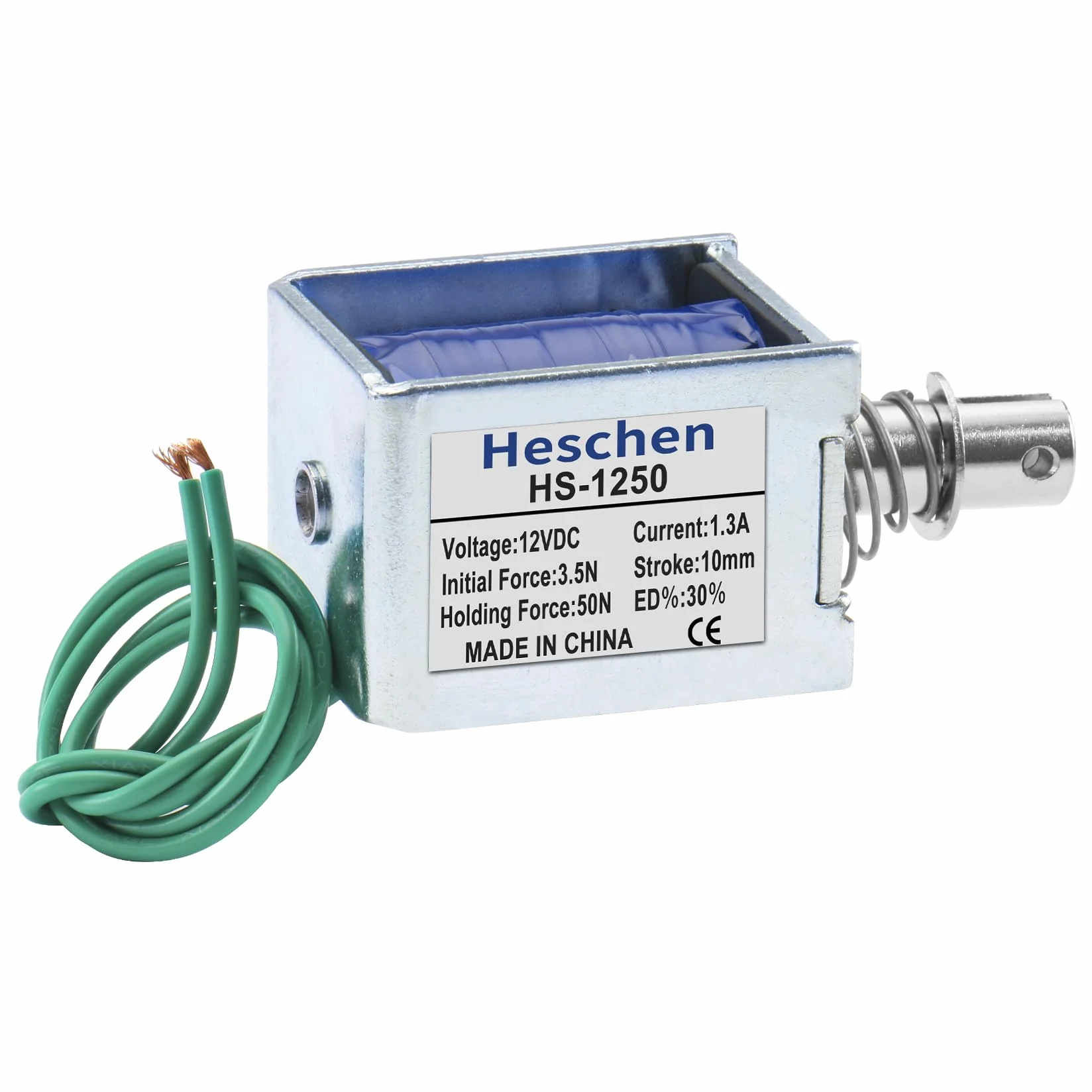 Hechen elektromagnes elektromagnetyczny, HS-1250, DC12V, 3,7A, 60N, skok 10mm, typu push pull, zamek do drzwi z otwartą ramą