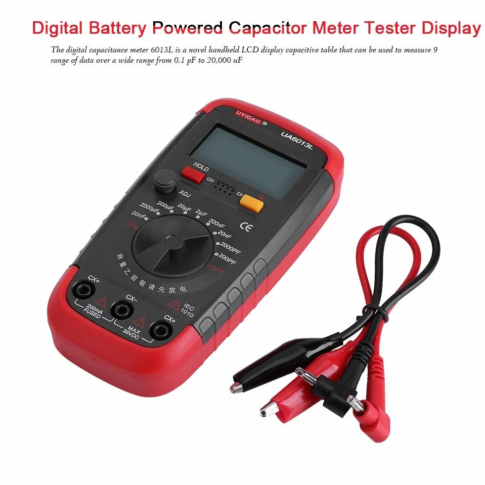 Cyfrowy miernik pojemności tester kondensatorów Pro 0,1 pF - 20 000 uF z podświetleniem LCD 1999