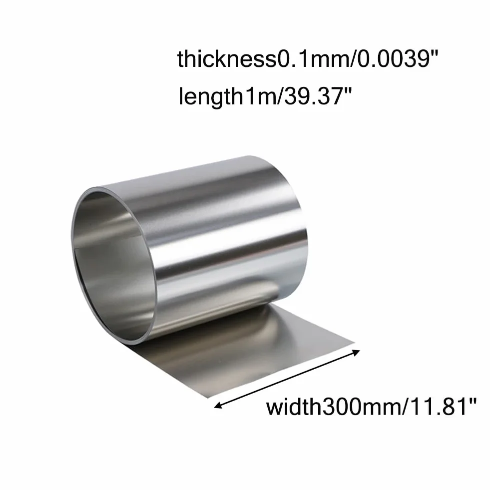 304 Folia ze stali nierdzewnej, blacha, cienki pasek w rolce, grubość taśmy 0,05 mm-0,5 mm, szerokość 300 mm, długość 1 m(0.1mm*300mm*1m)
