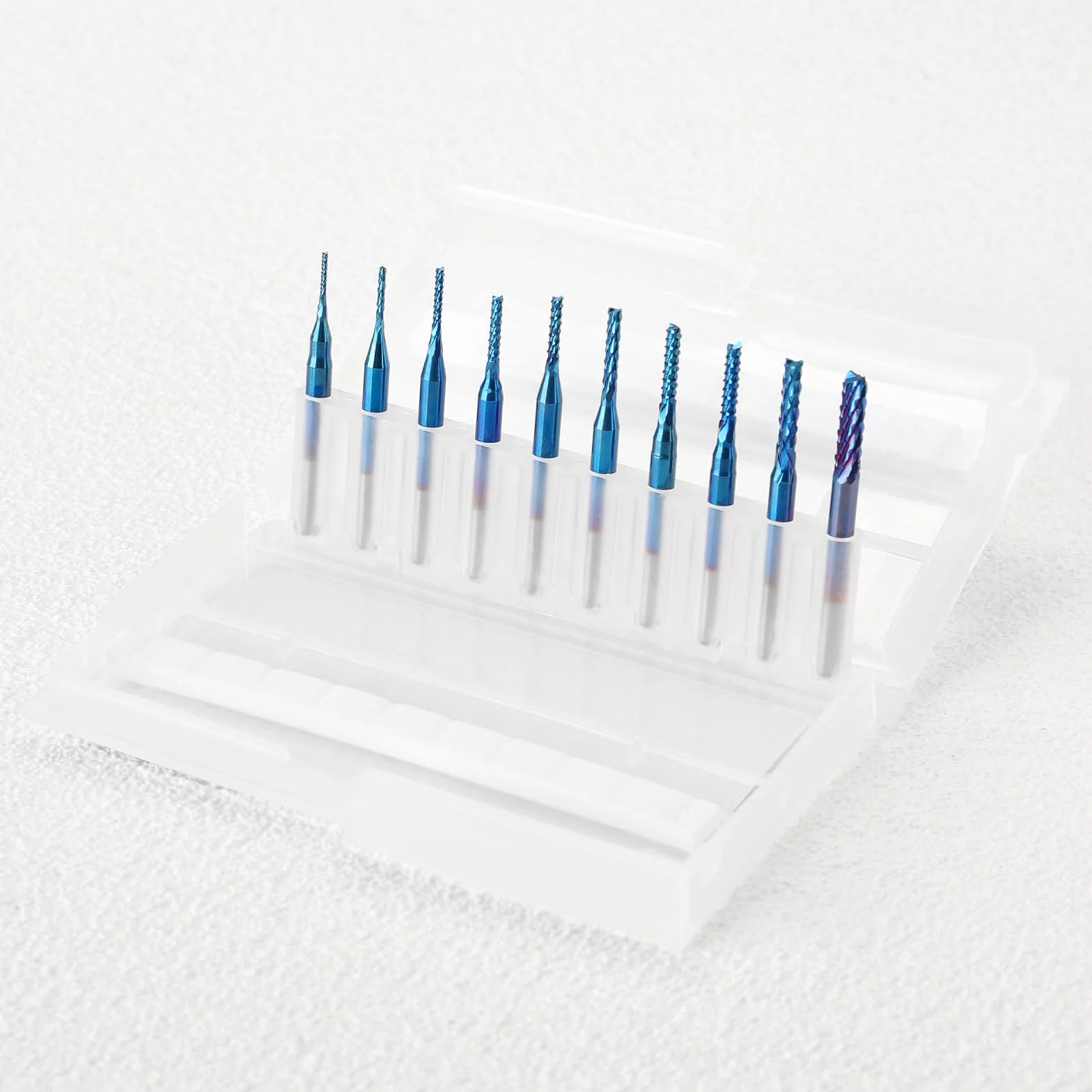 SainSmart Genmitsu 10 szt. frezów trzpieniowych Nano Blue Coat, frezy CNC, 0,8-3 mm, trzpień 1/8"