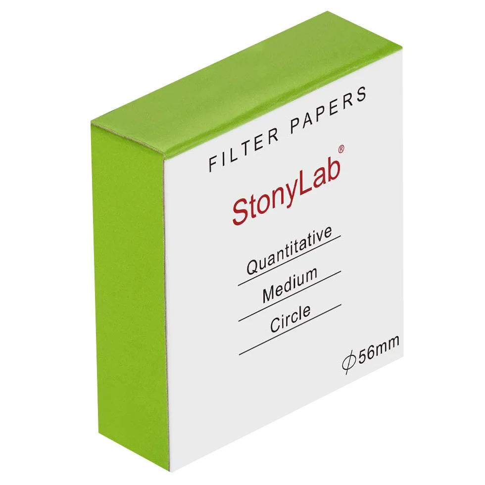 StonyLab ilościowe koła papieru filtrującego, średnica 56 mm papier filtrujący z 20 mikronami zatrzymywania cząstek średniej prędkości filtracji, opakowanie 100