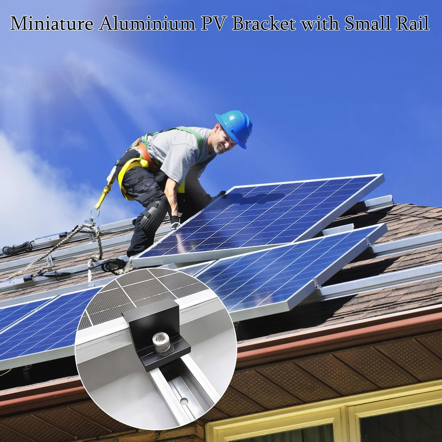 Zestaw wsporników modułu solarnego (12 cm) i akcesoria, czarne, anodowane (30-35 mm), regulowany uchwyt do wspornika paneli słonecznych, modułów solarnych, wsporników solarnych, szyny