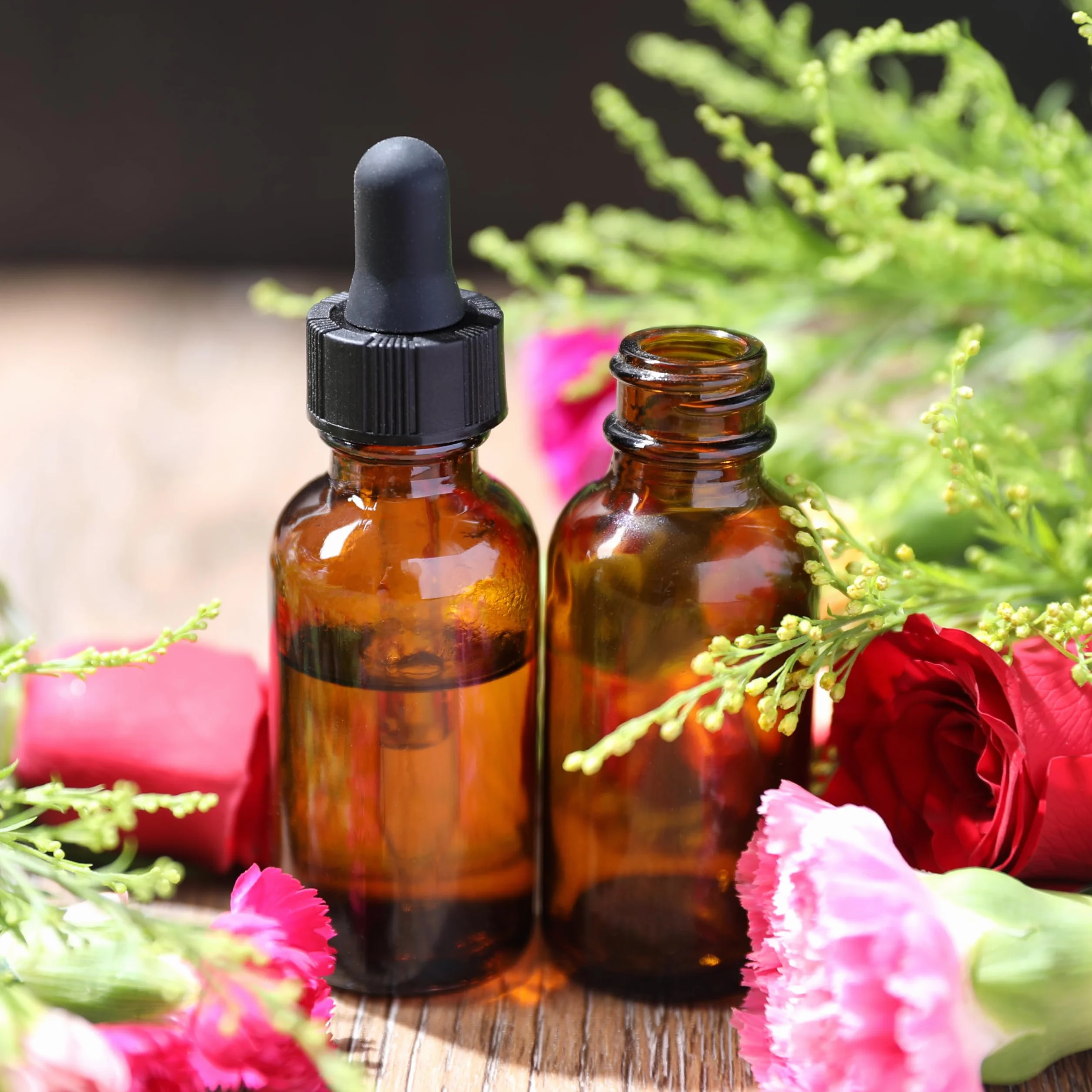 Magic Season Boston okrągłe szklane butelki (bursztynowe / 30 ml z zakraplaczem/2 szt.)