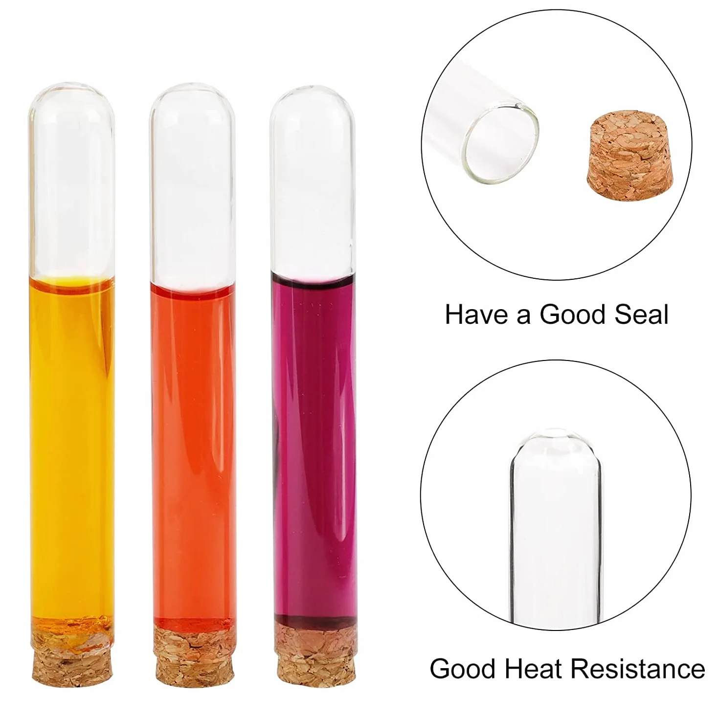 Probówki z korkiem 15 x 100 mm 13 ml zestaw z zawieszkami kraft i liną konopną DIY