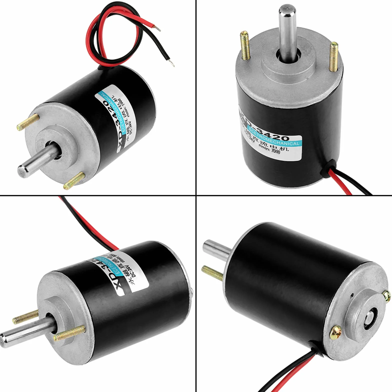 Silnik elektryczny XD‑3420 12/24 V 30 W silnik prądu stałego wysoka prędkość CW/CCW (7000 obr./min (24 V)